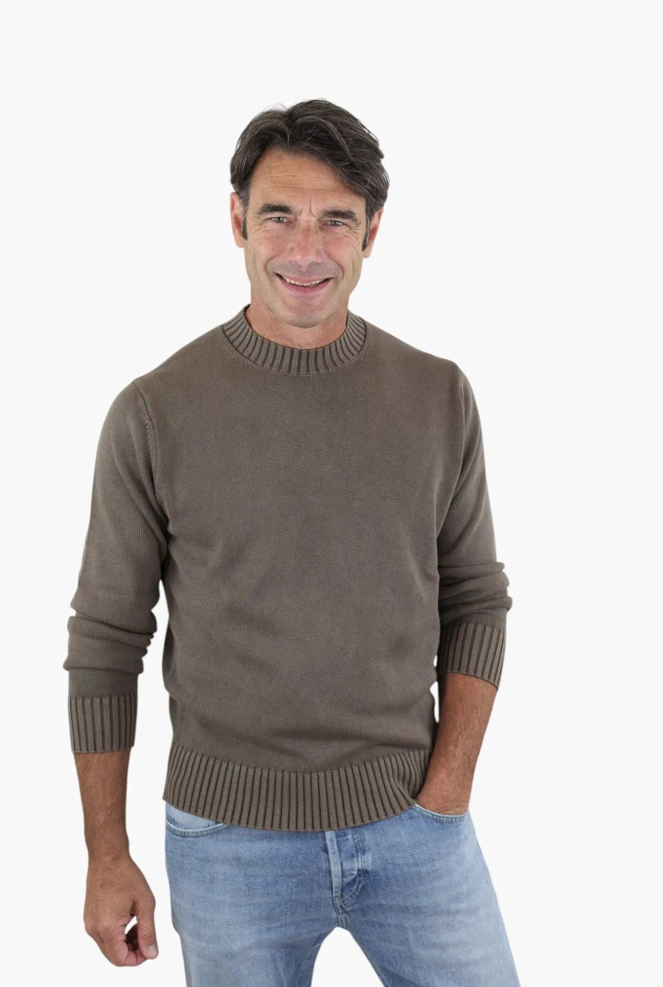 GUARINO Girocollo Cotone Washed Marrone