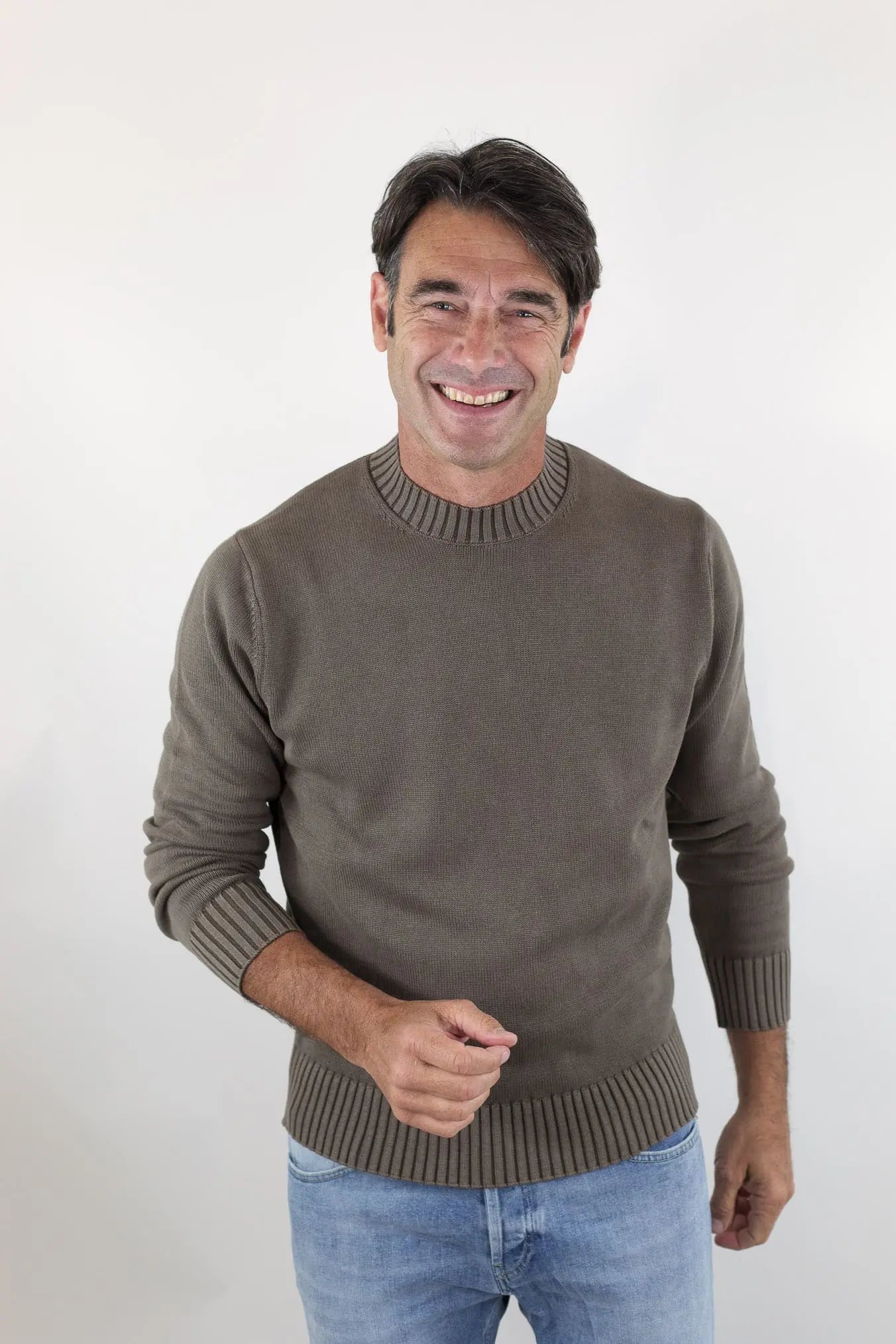 GUARINO Girocollo Cotone Washed Marrone
