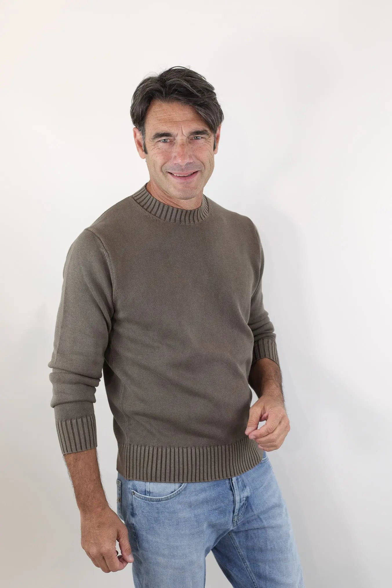 GUARINO Girocollo Cotone Washed Marrone
