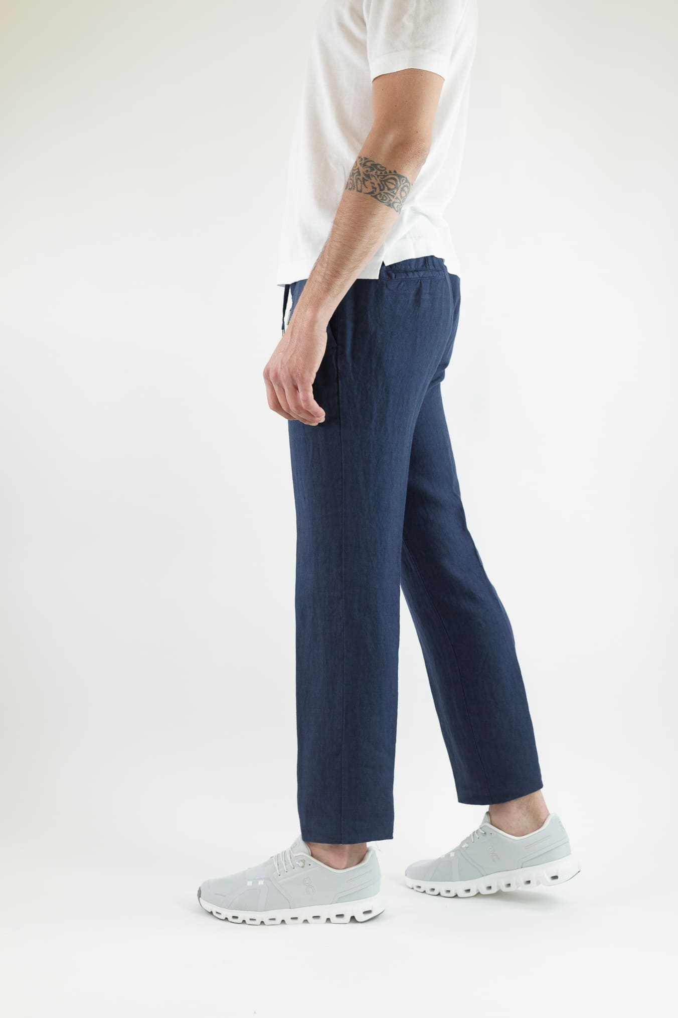 GUARINO Pantaloni Coulisse Lino Blu