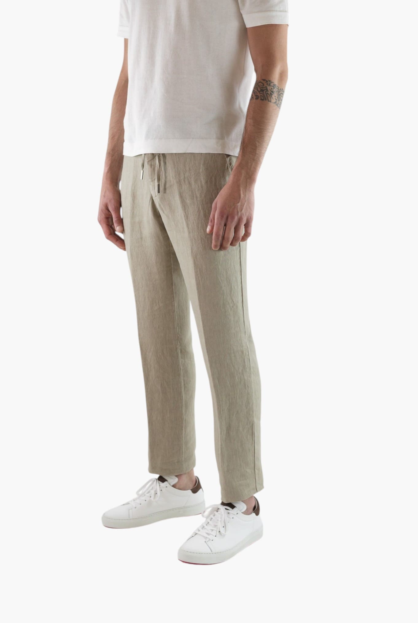 GUARINO Pantaloni Coulisse Lino Beige