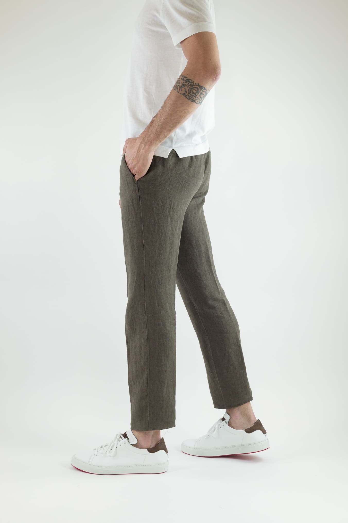 GUARINO Pantaloni Coulisse Lino Testa di Moro