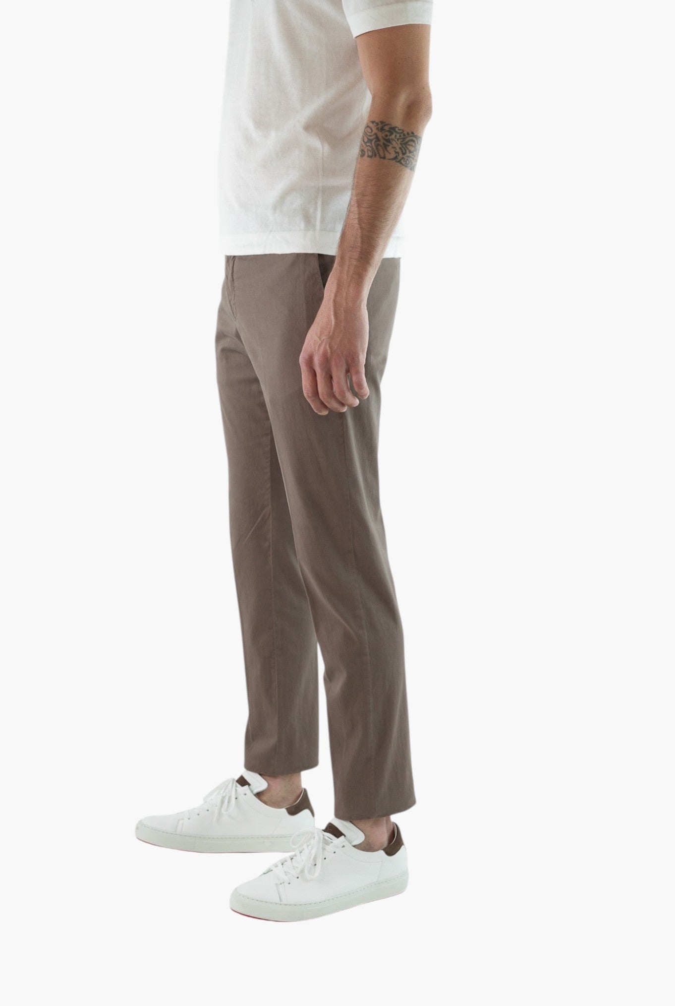 GUARINO Pantaloni Supersoft Cotone Seta Tortora