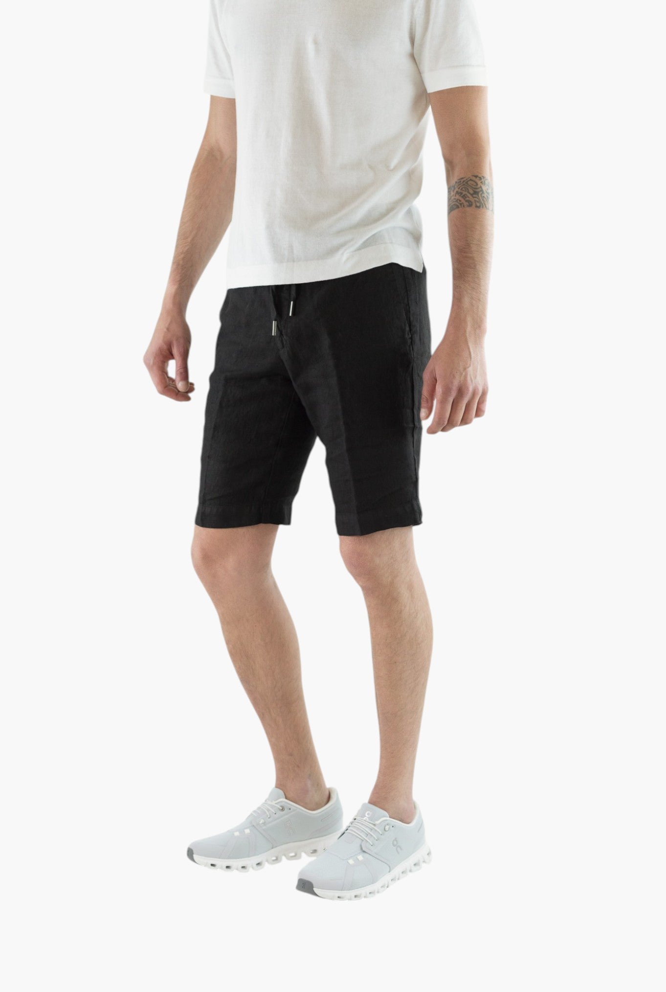 GUARINO Bermuda Coulisse Lino Nero Washed