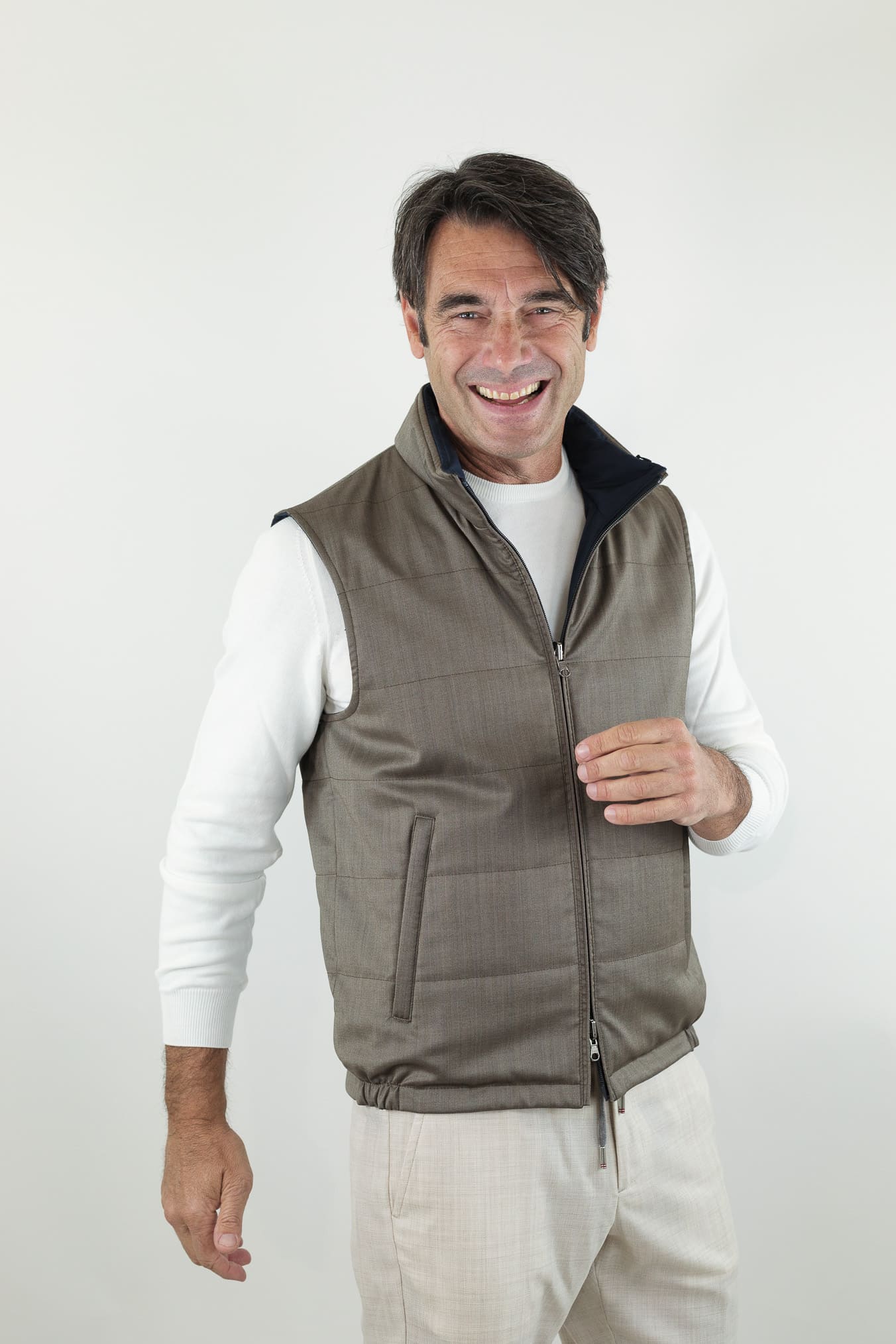 GUARINO Gilet Reversibile Vitale Barberis Tortora e Blu