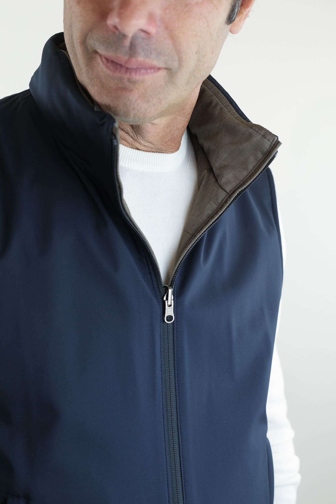 GUARINO Gilet Reversibile Vitale Barberis Tortora e Blu