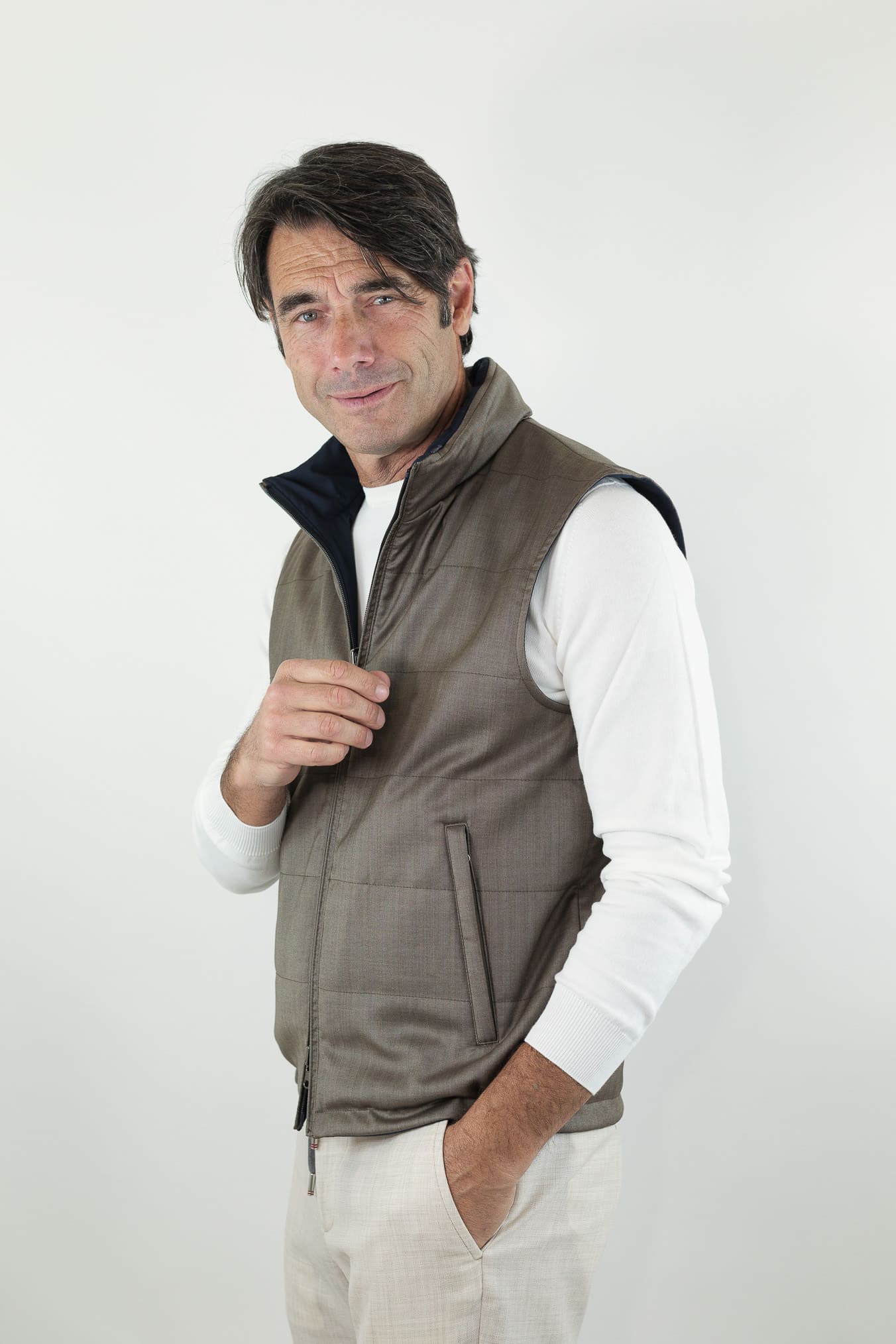GUARINO Gilet Reversibile Vitale Barberis Tortora e Blu