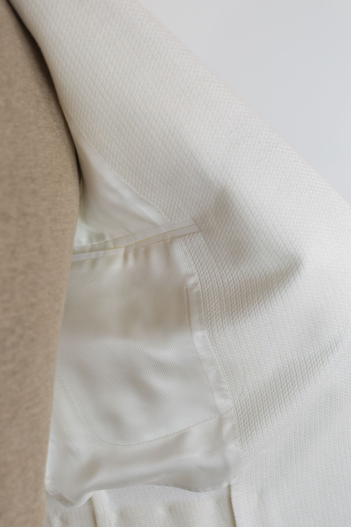 GUARINO Giacca Nido D'Ape Lino Cotone Bianco