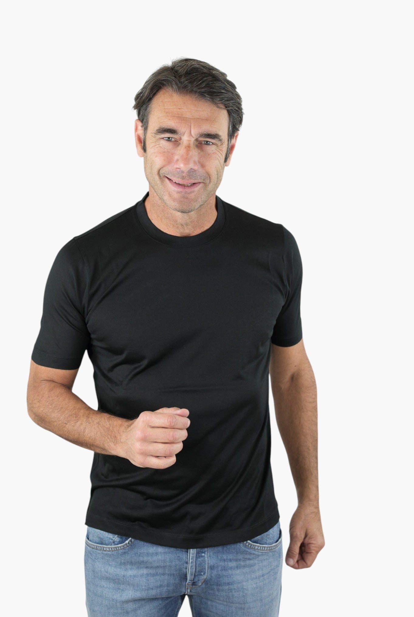 GUARINO T-Shirt Jersey Seta Nero