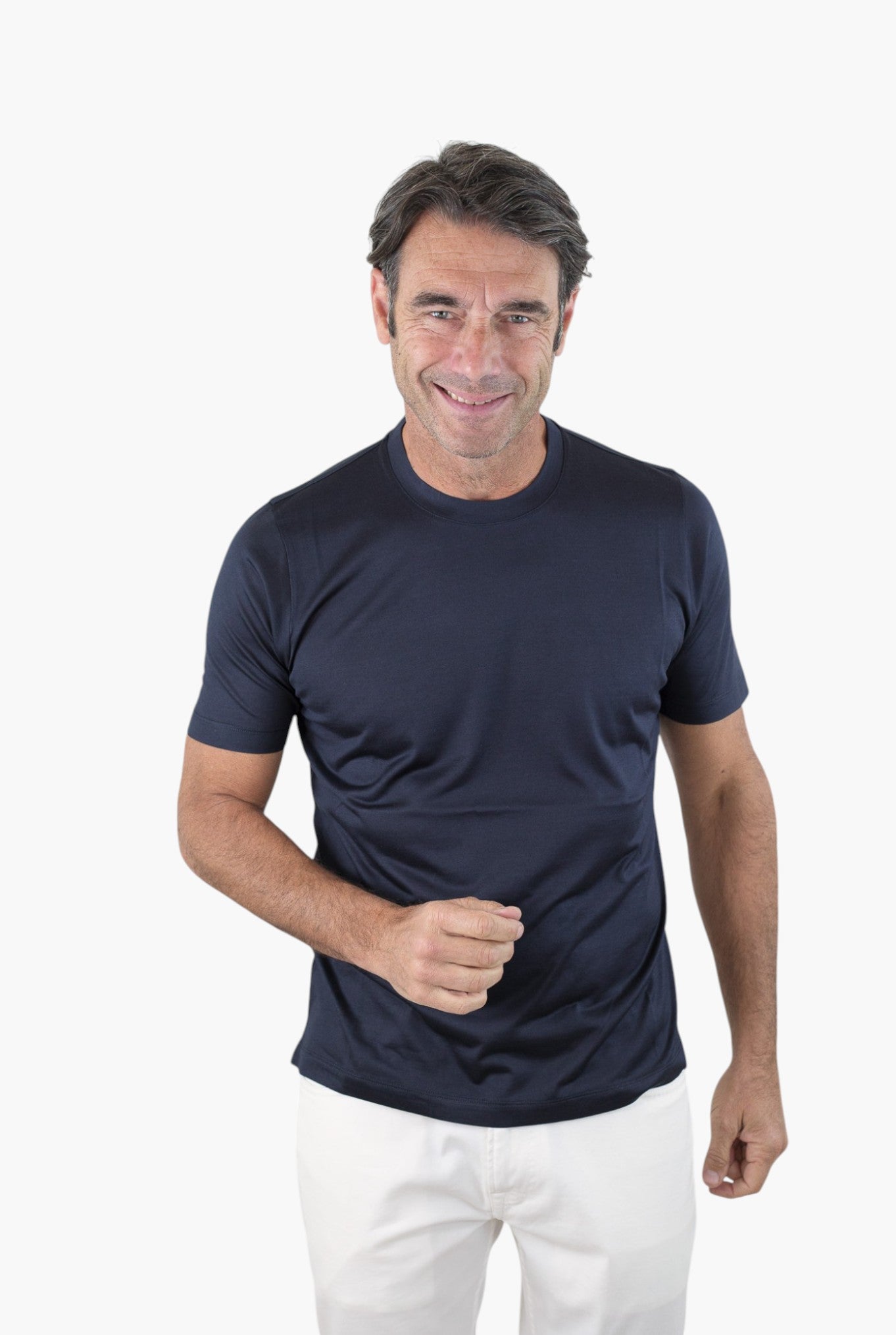 GUARINO T-Shirt Jersey Seta Blu Navy