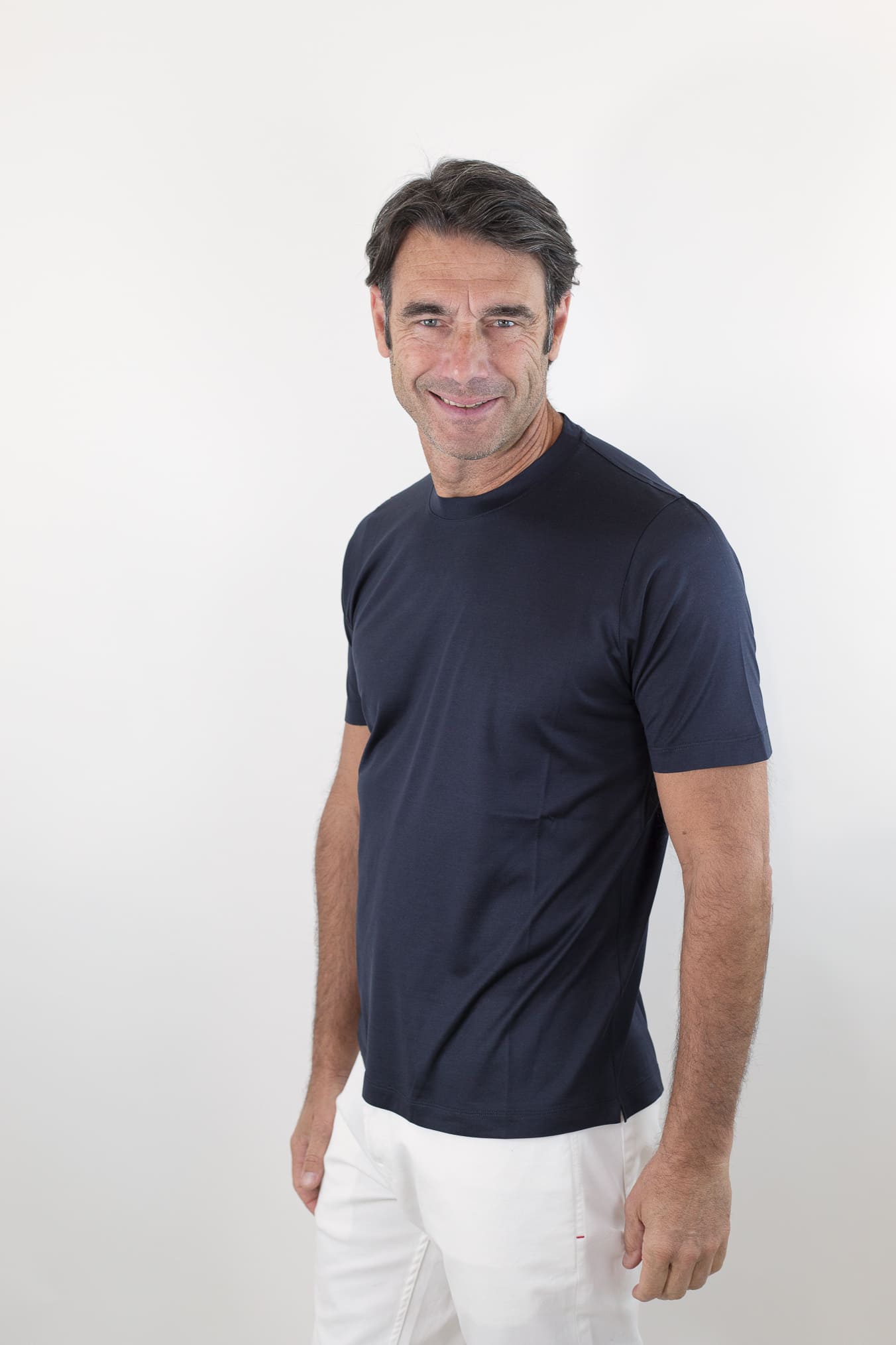 GUARINO T-Shirt Jersey Seta Blu Navy