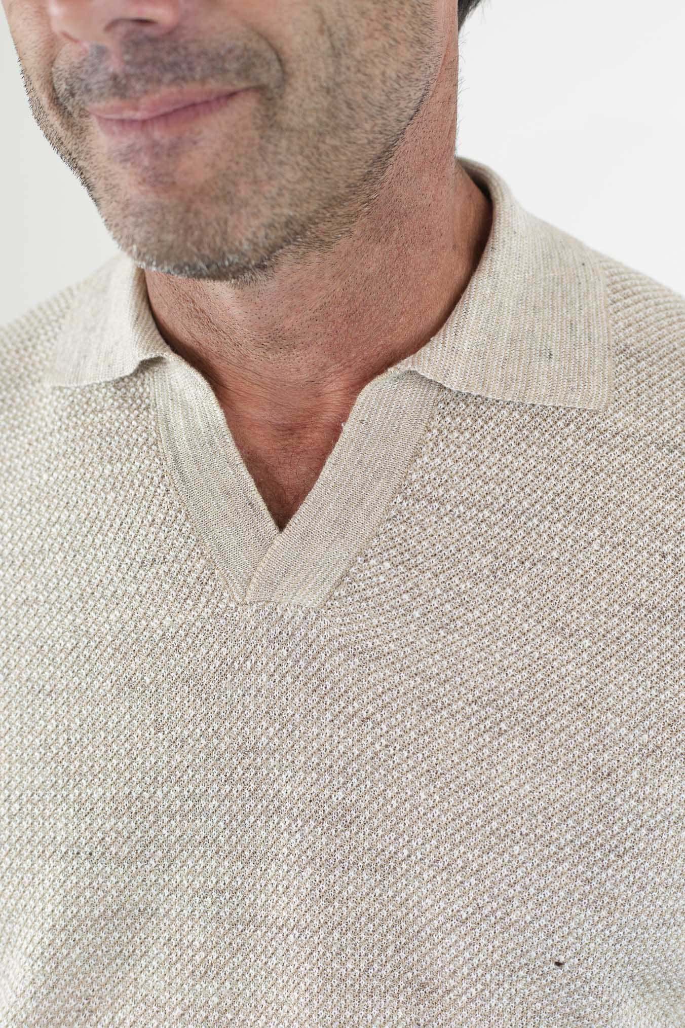 Polo Testurizzata Maniche Corte Lino Cotone - Guarino Store