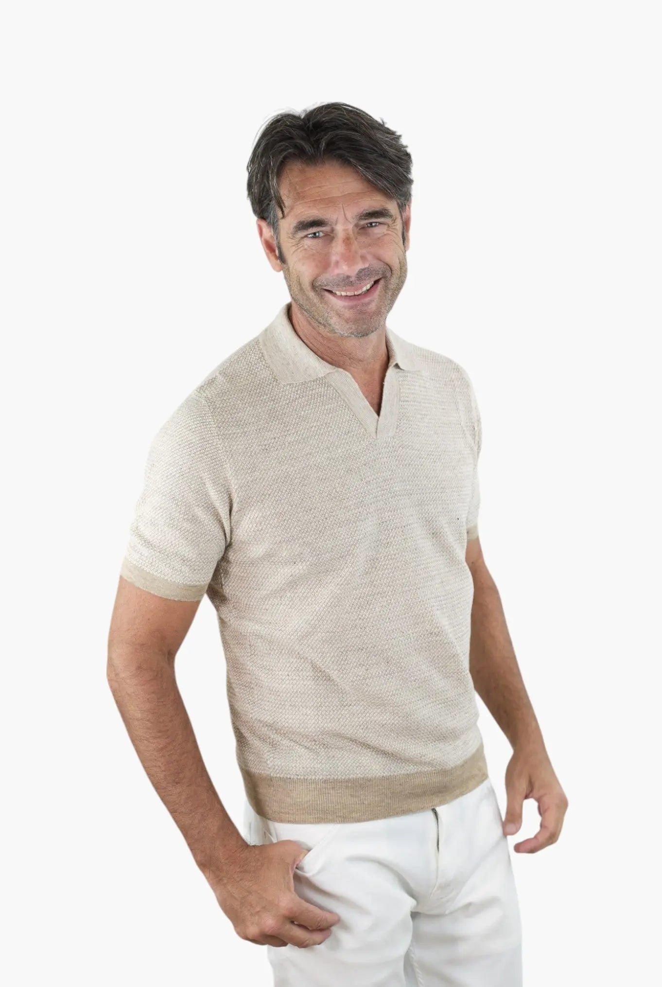 Polo Testurizzata Maniche Corte Lino Cotone - Guarino Store