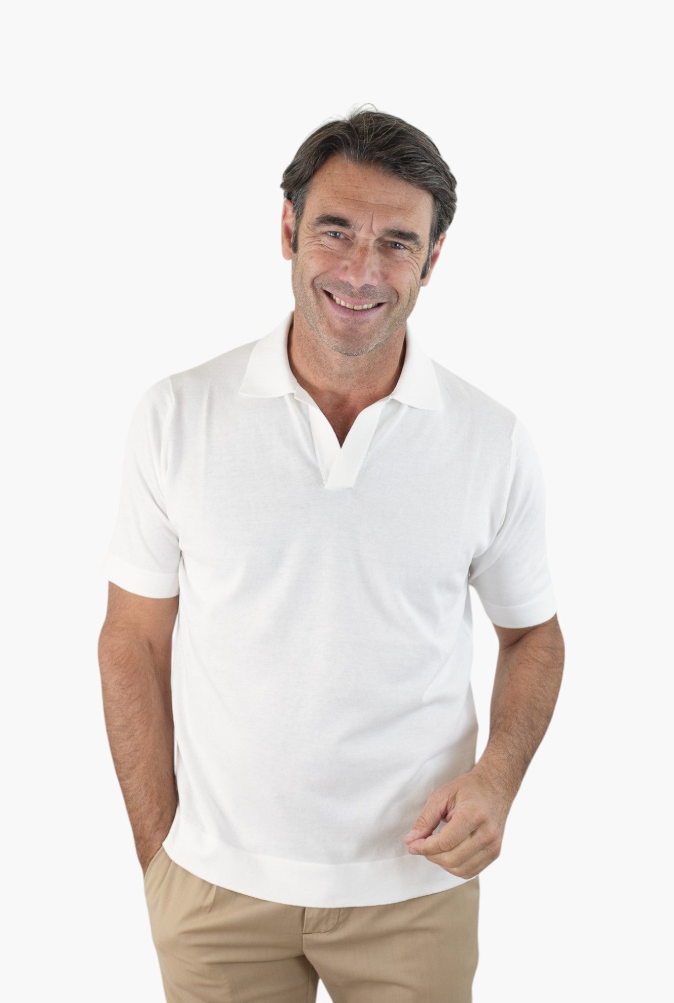 GUARINO Polo Skipper Cotone Crepe Bianco