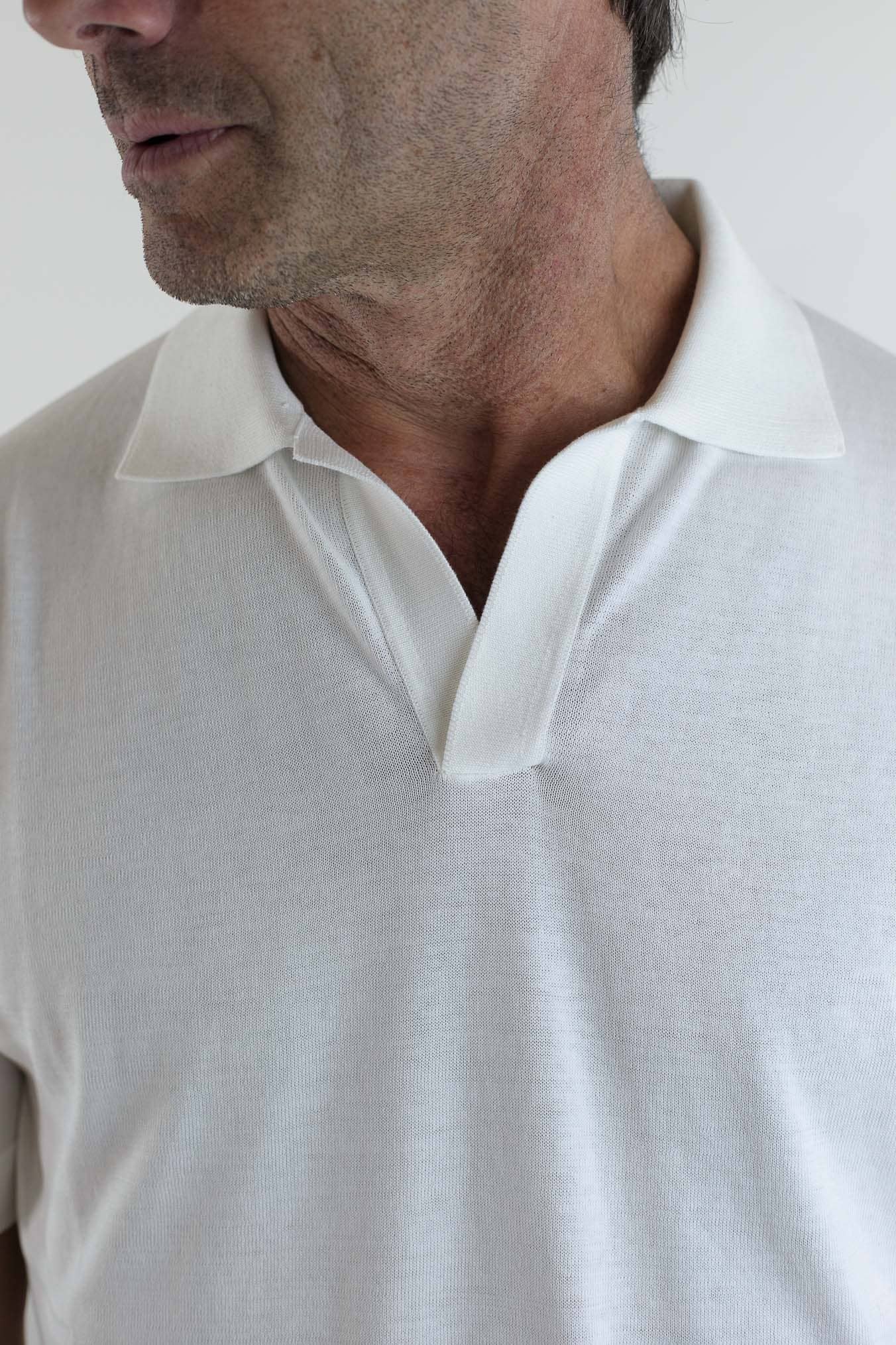 GUARINO Polo Skipper Cotone Crepe Bianco