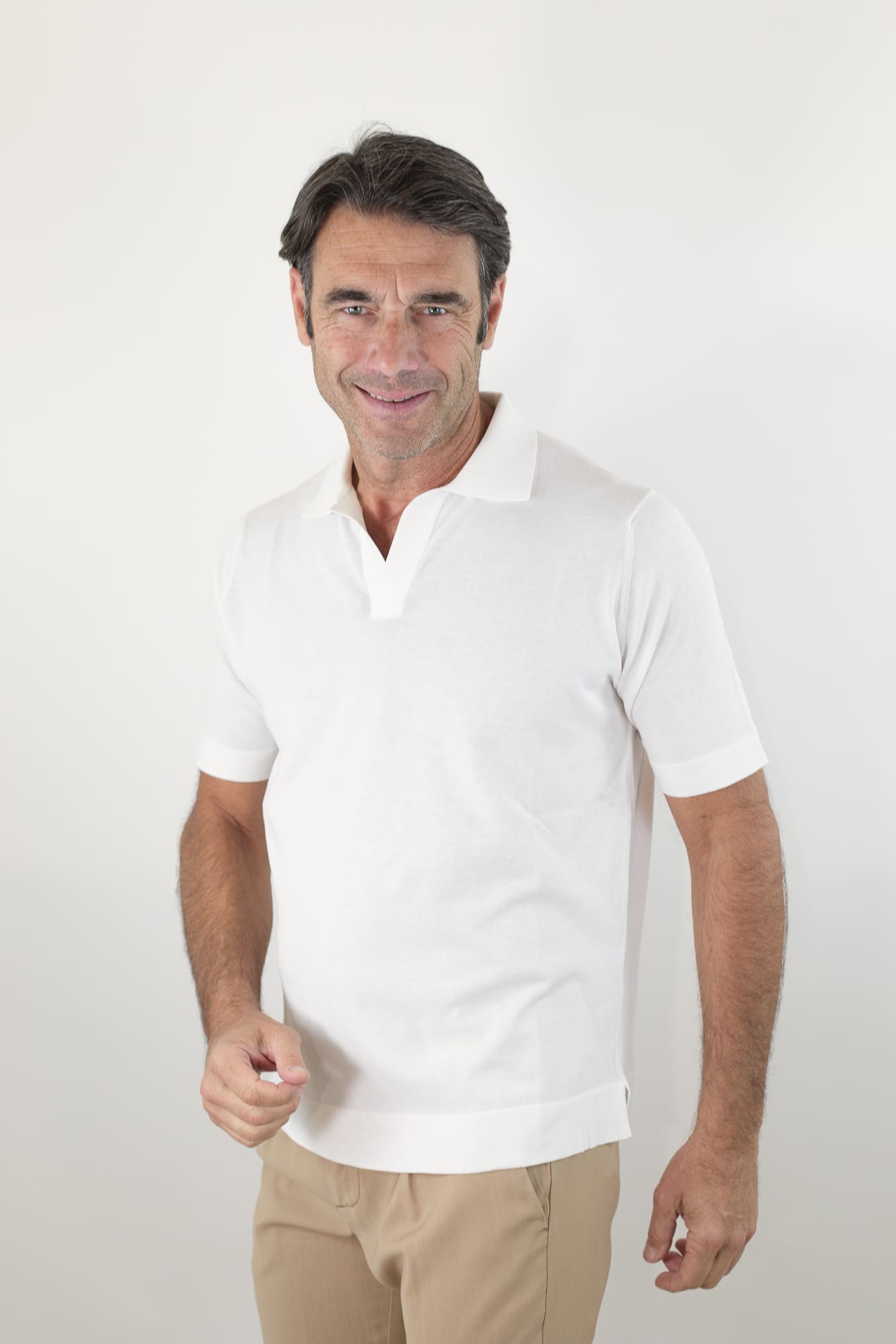 GUARINO Polo Skipper Cotone Crepe Bianco
