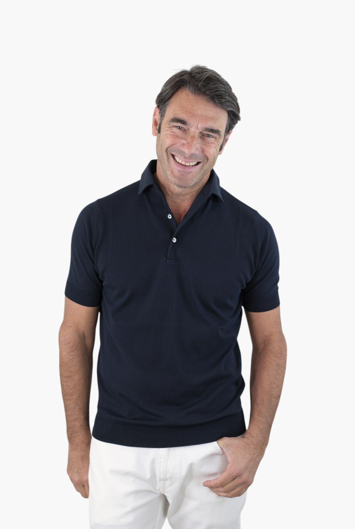 GUARINO Polo Paramontura Cotone Blu Navy
