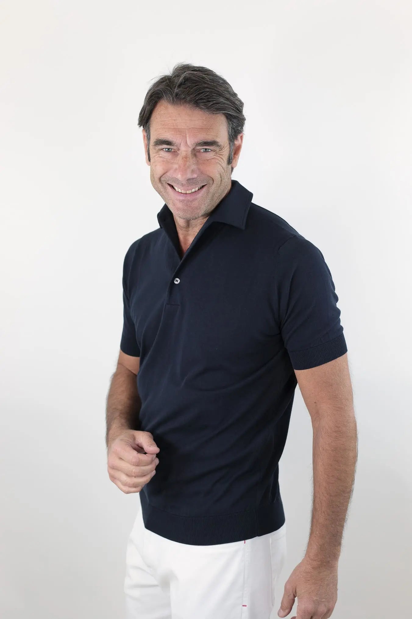 GUARINO Polo Paramontura Cotone Blu Navy
