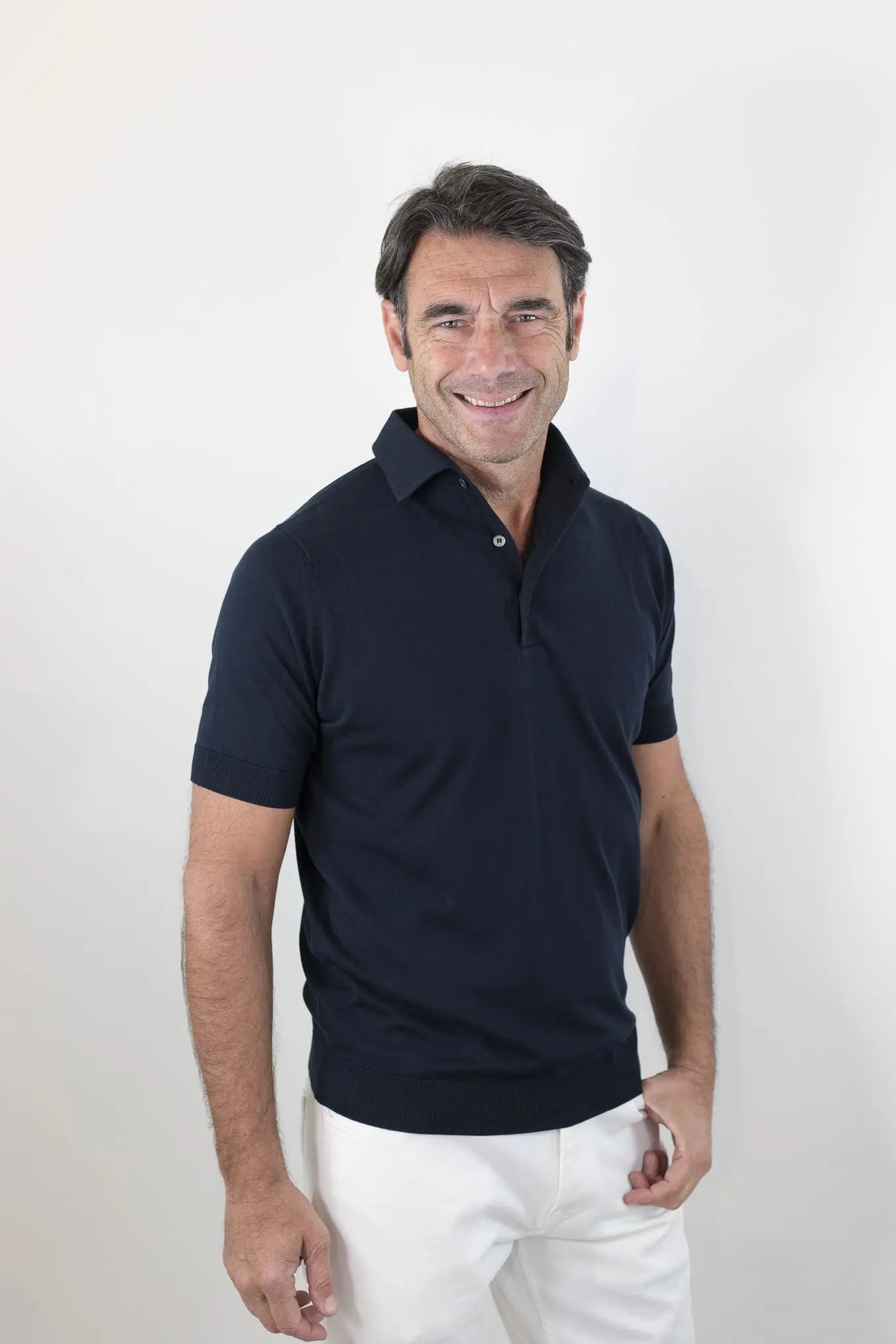 GUARINO Polo Paramontura Cotone Blu Navy