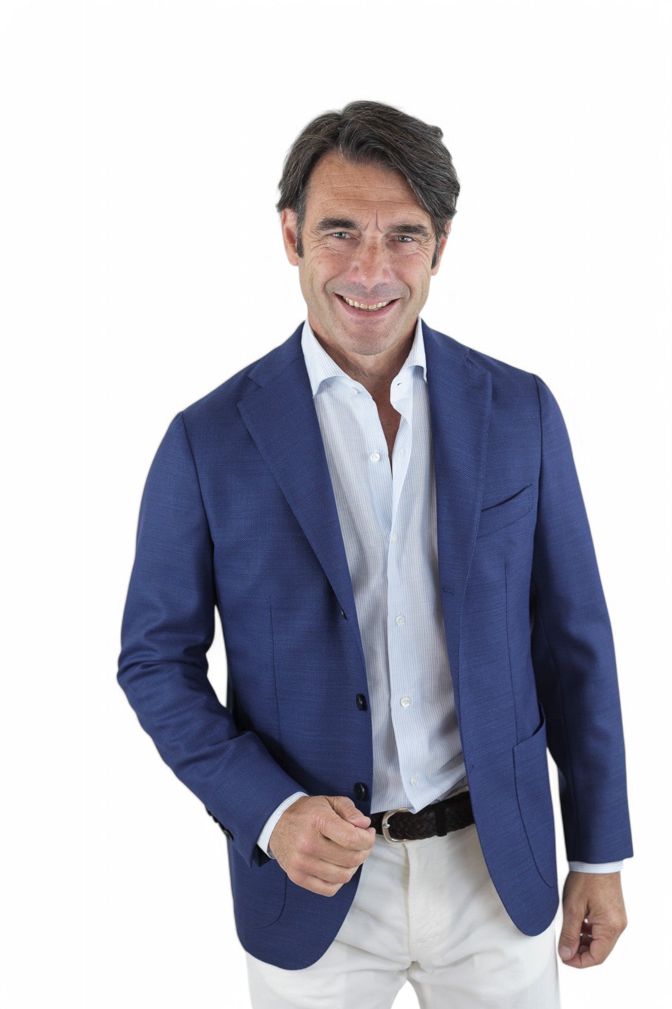 GUARINO Giacca Hopsack Blu Chiaro