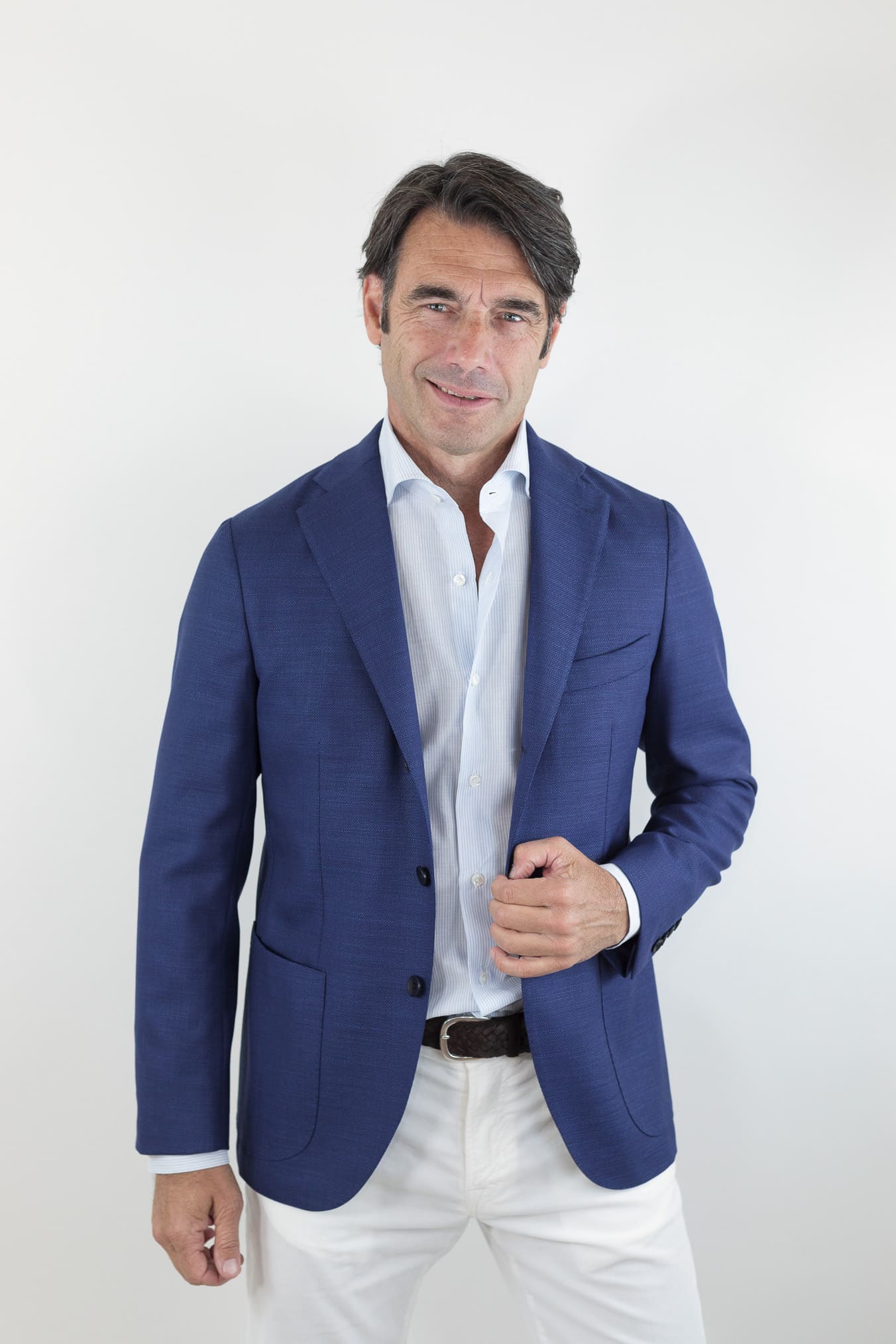 GUARINO Giacca Hopsack Blu Chiaro