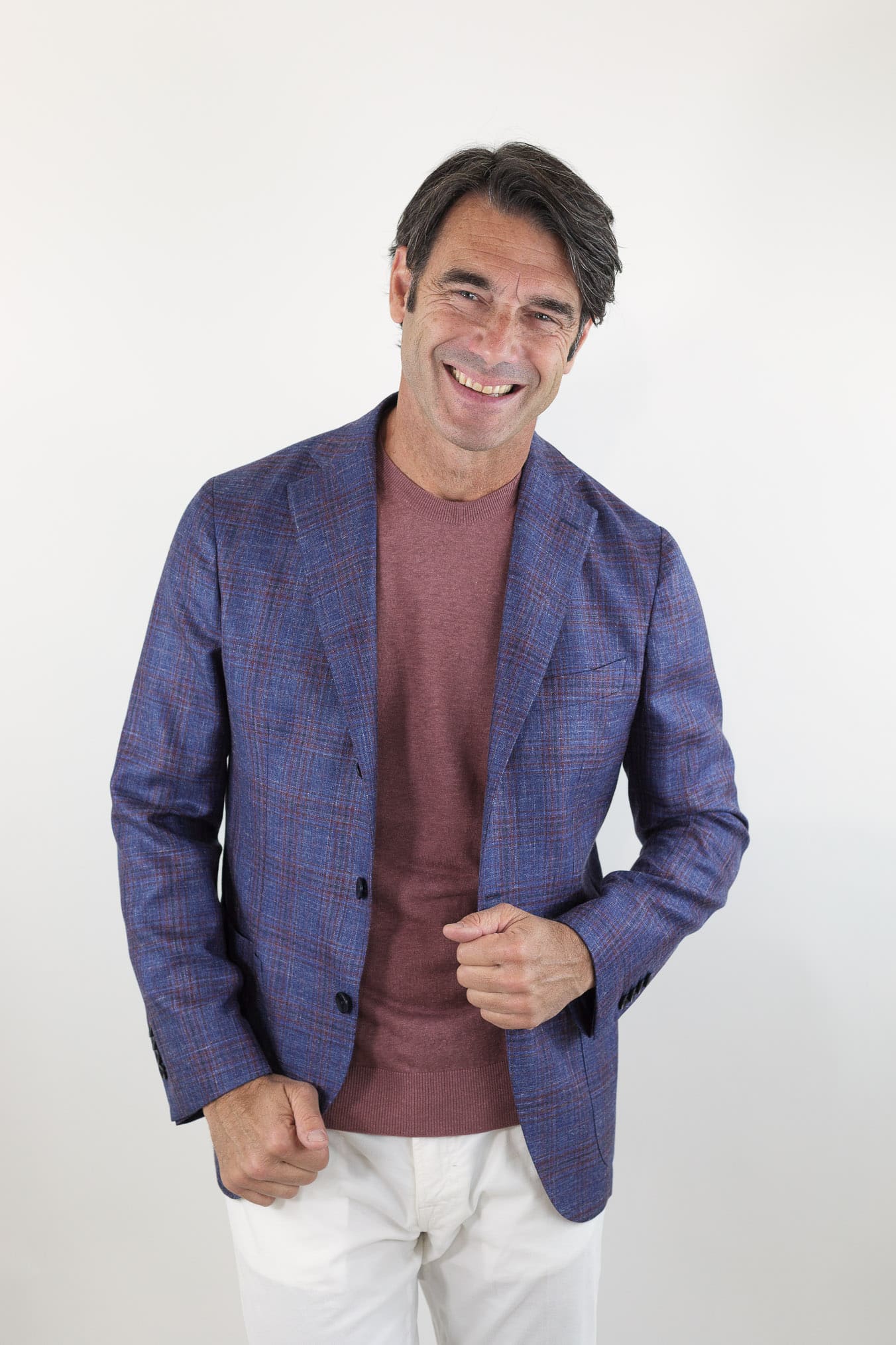 GUARINO Giacca Check Blu e Bordeaux