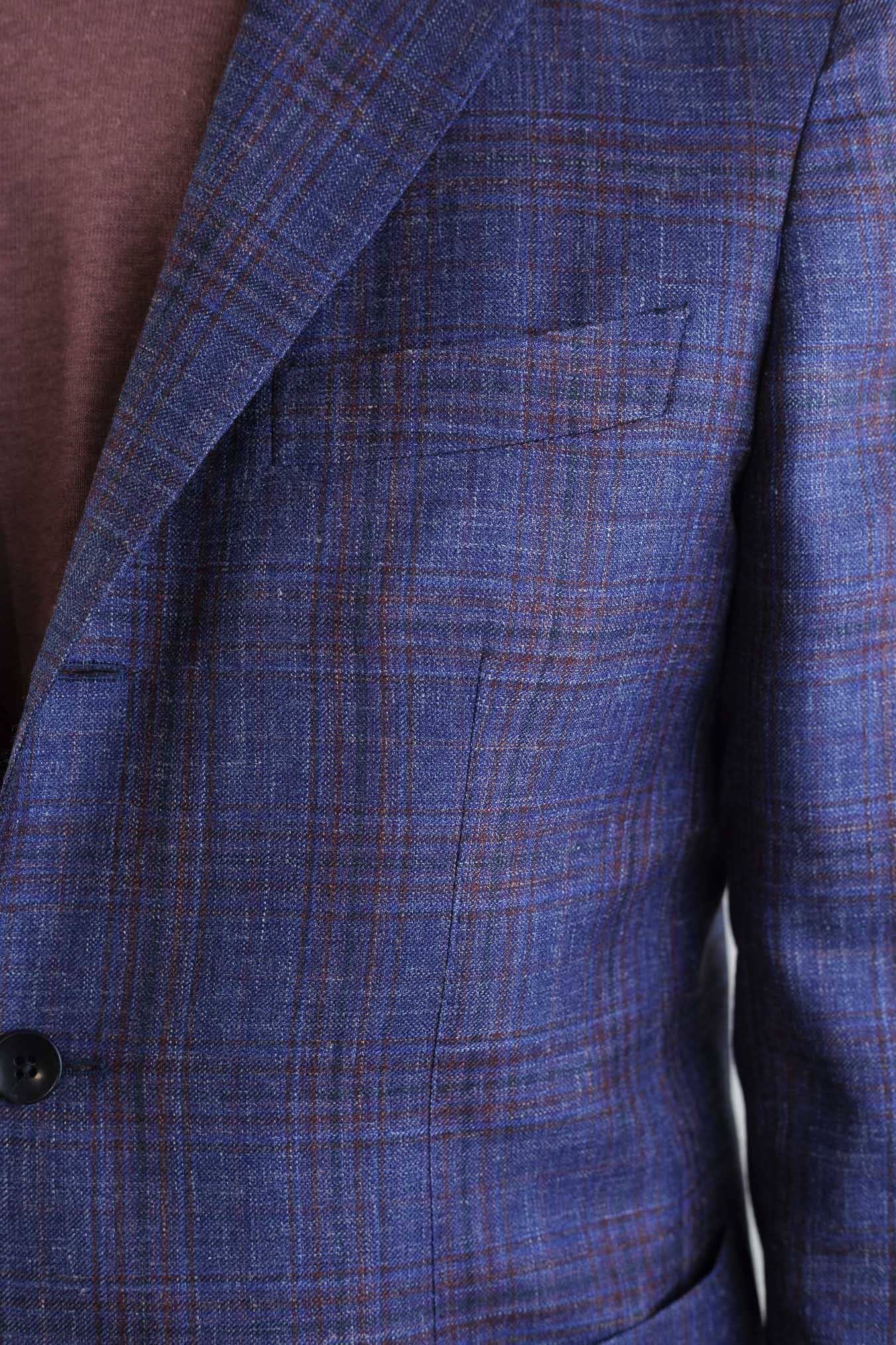 GUARINO Giacca Check Blu e Bordeaux