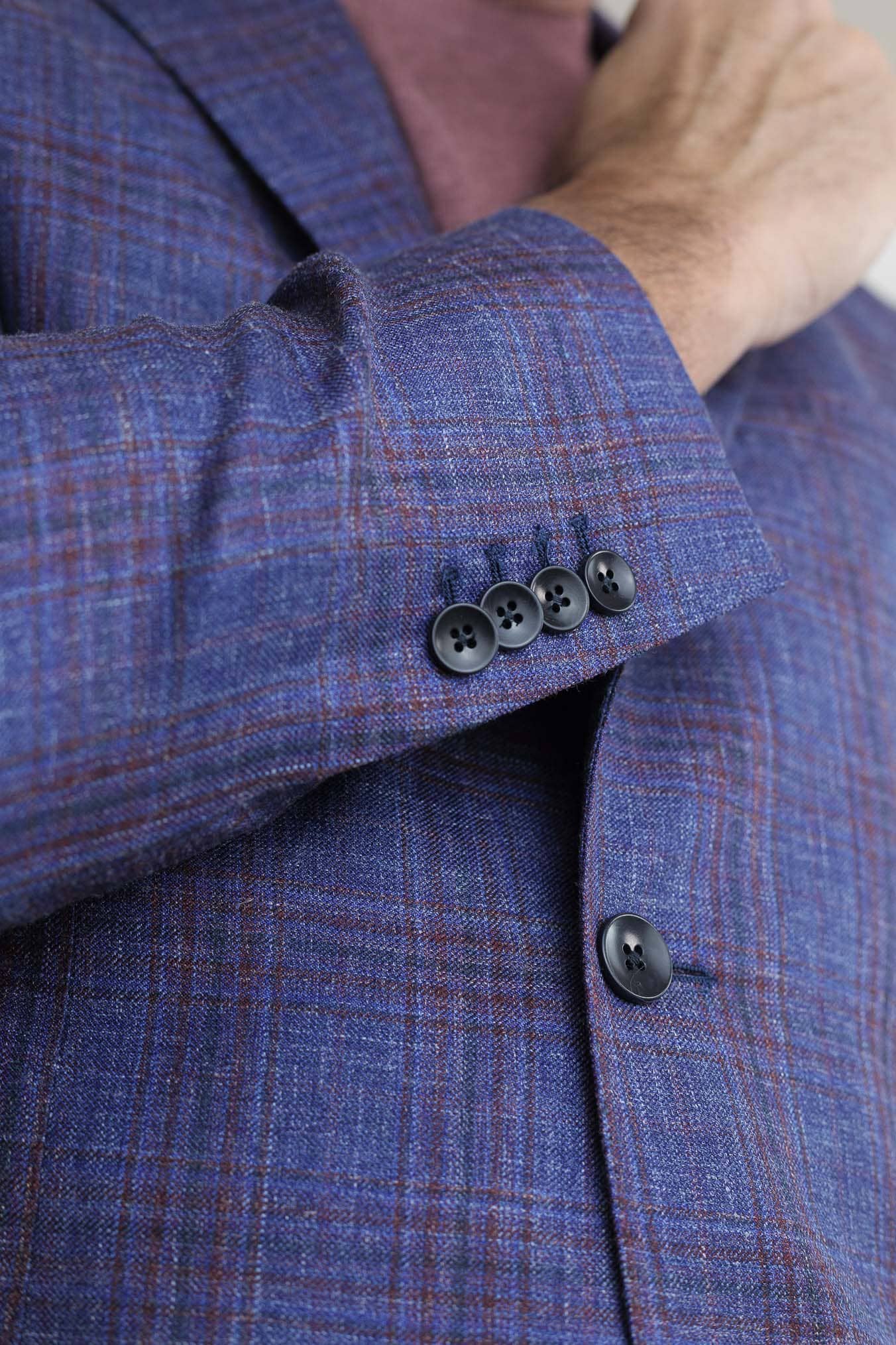 GUARINO Giacca Check Blu e Bordeaux