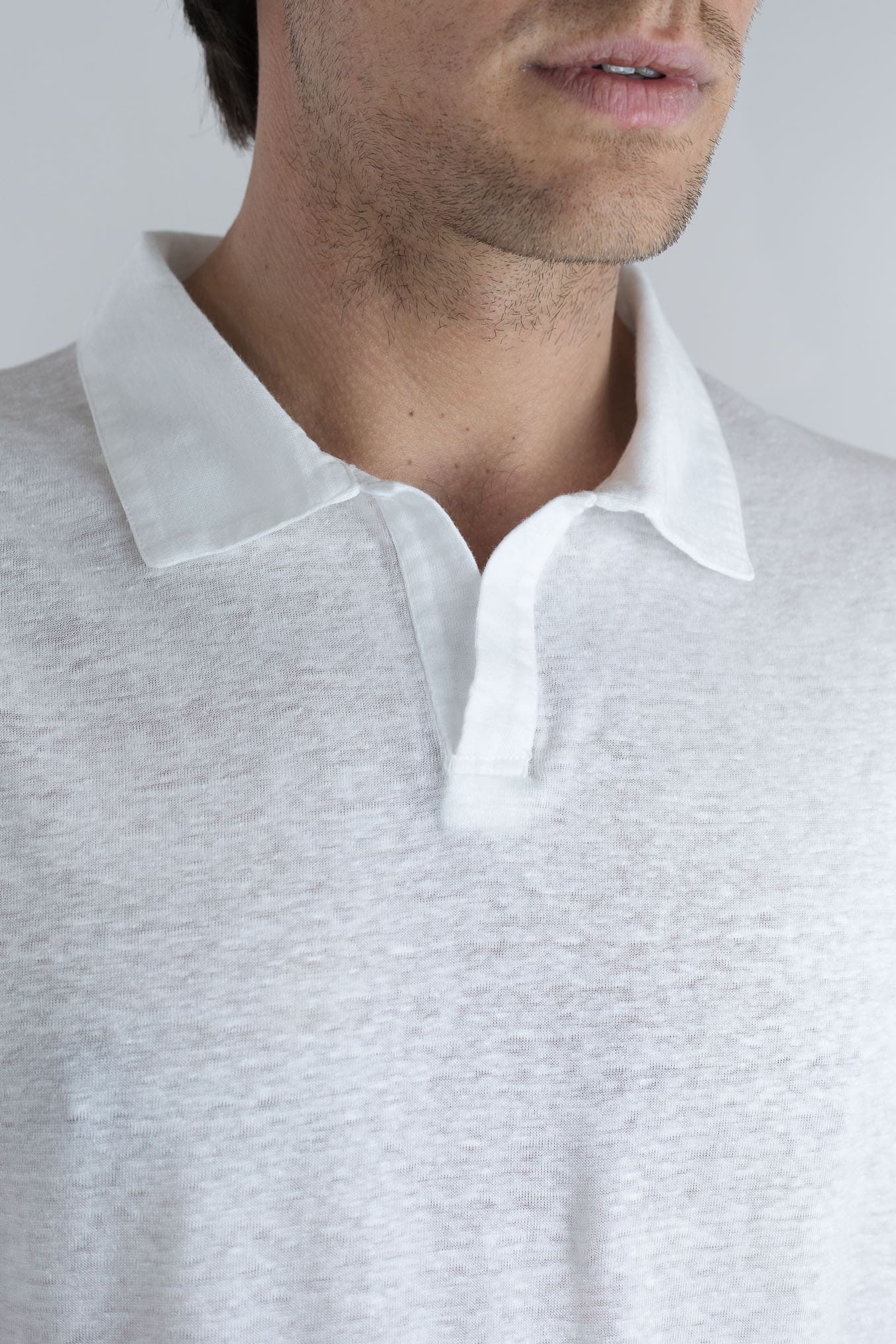 GUARINO Polo Skipper Maniche Corte Lino Bianco