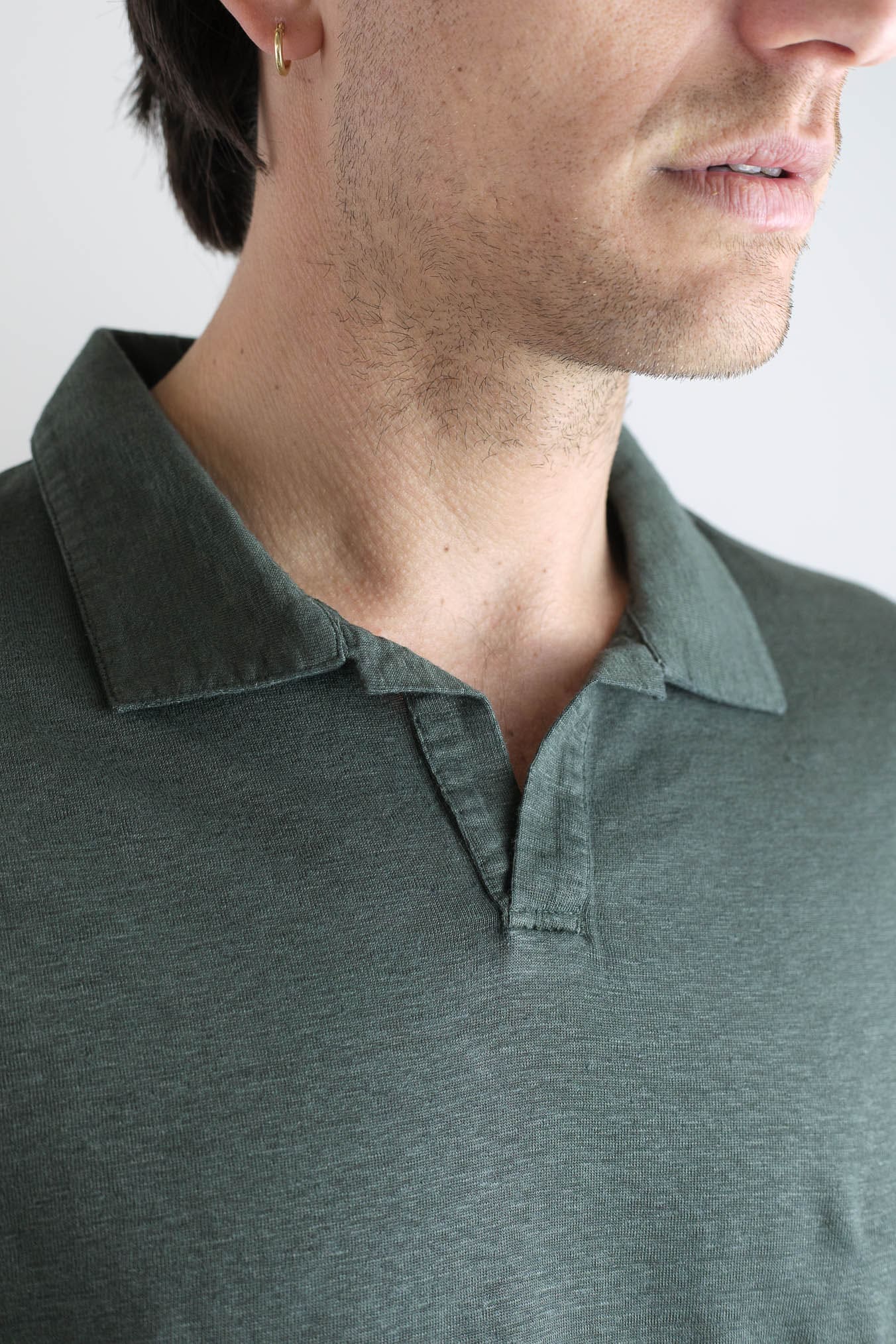 GUARINO Polo Skipper Maniche Lunghe Lino Verde