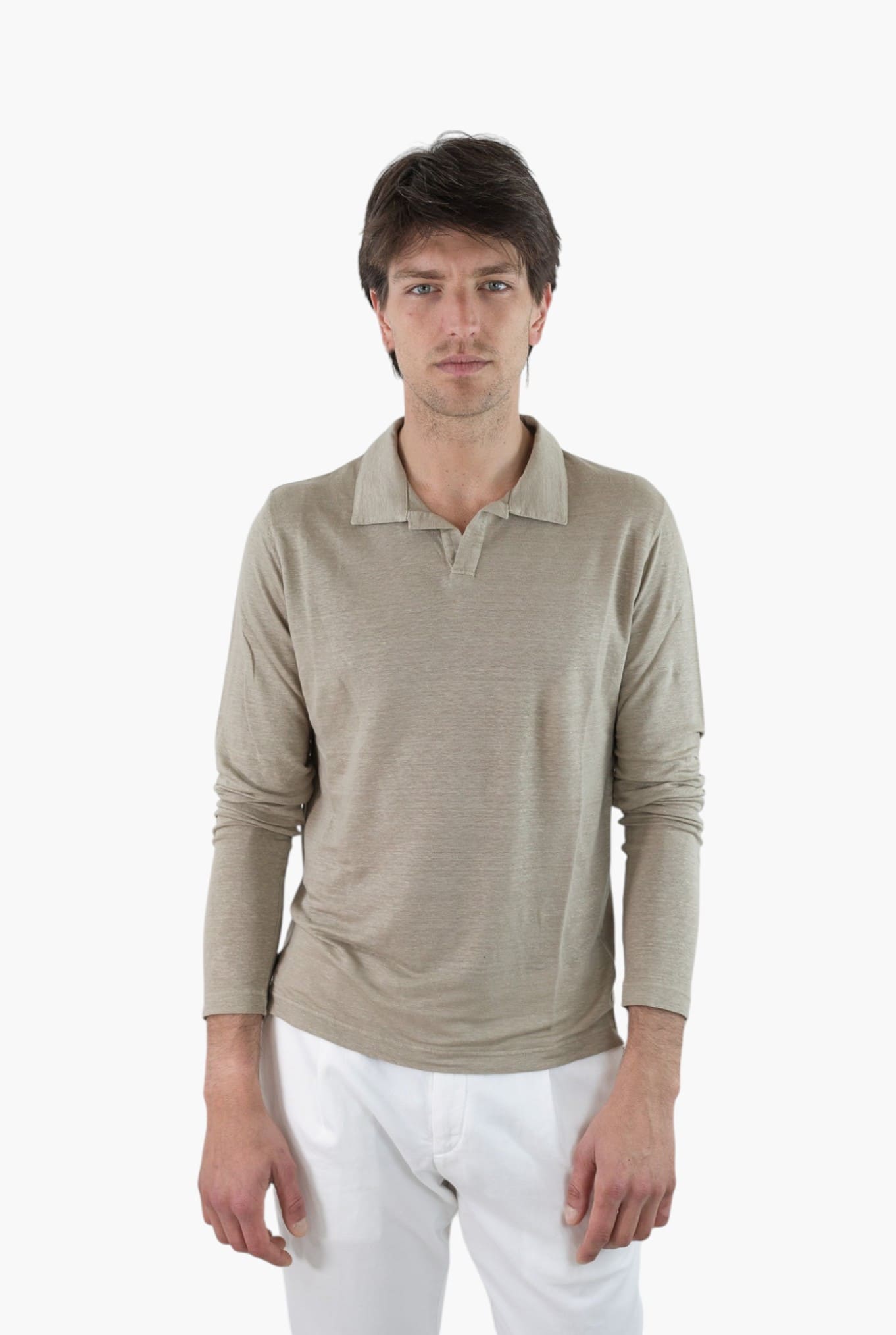 GUARINO Polo Skipper Maniche Lunghe Lino Beige