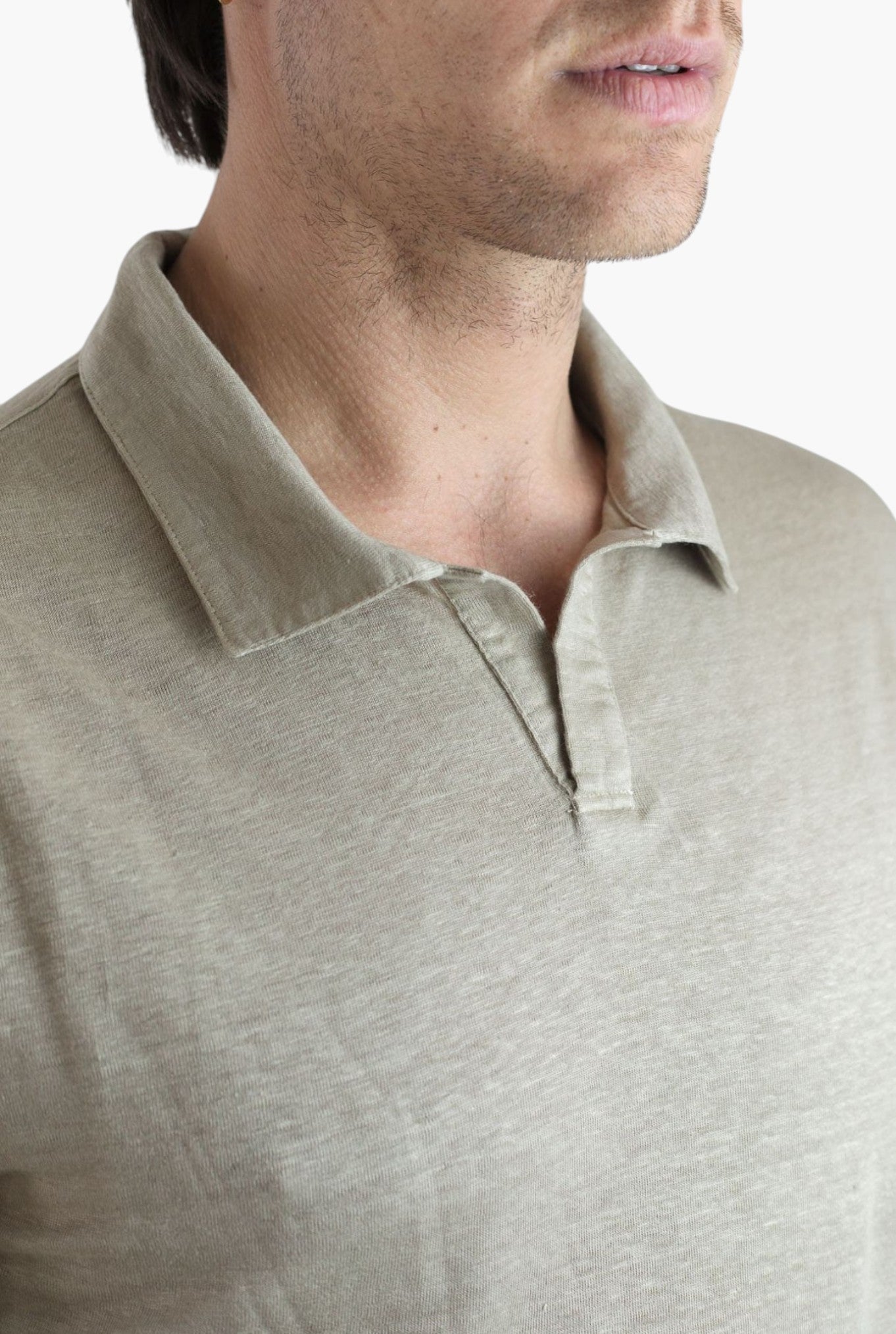 GUARINO Polo Skipper Maniche Lunghe Lino Beige