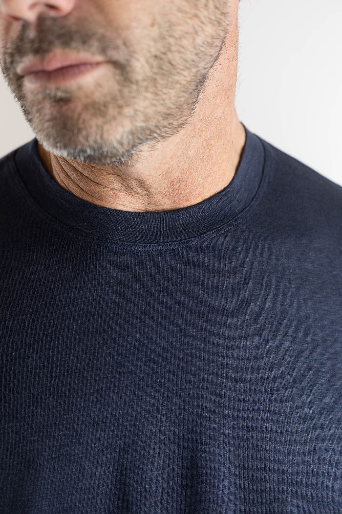 GUARINO T-Shirt Jersey Lino Blu Navy