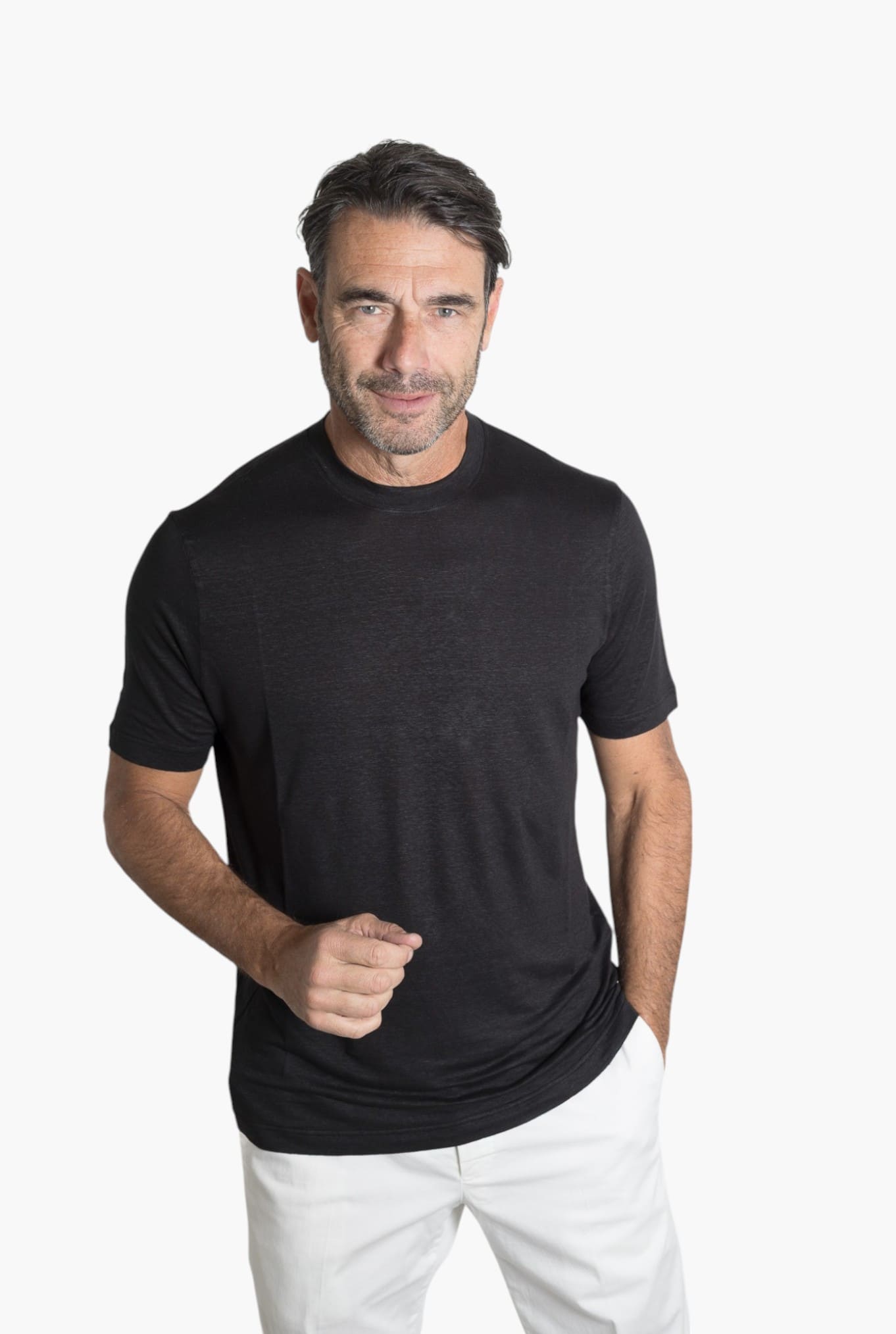 GUARINO T-Shirt Jersey Lino Nero