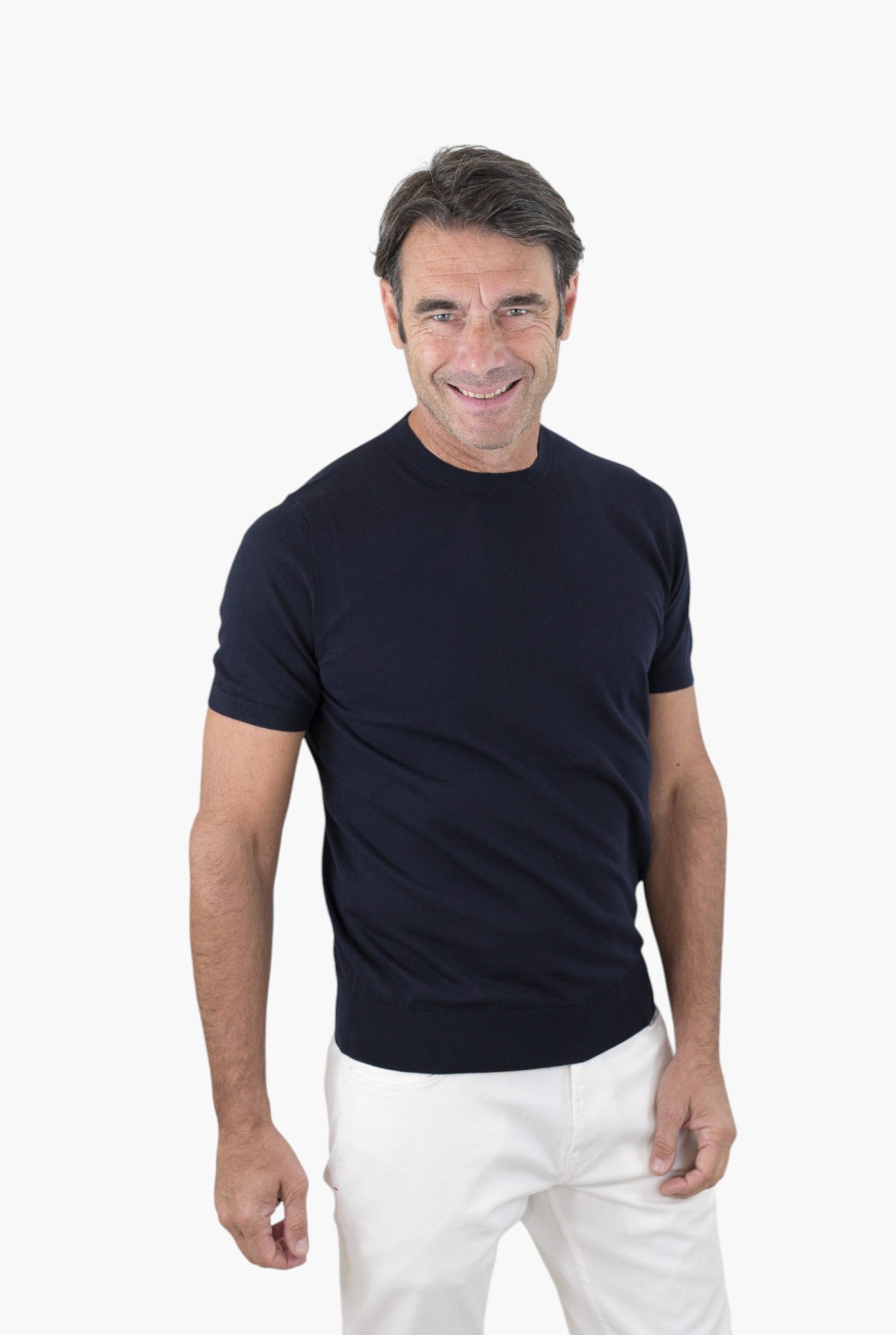 GUARINO Girocollo Maniche Corte Cotone Blu Scuro