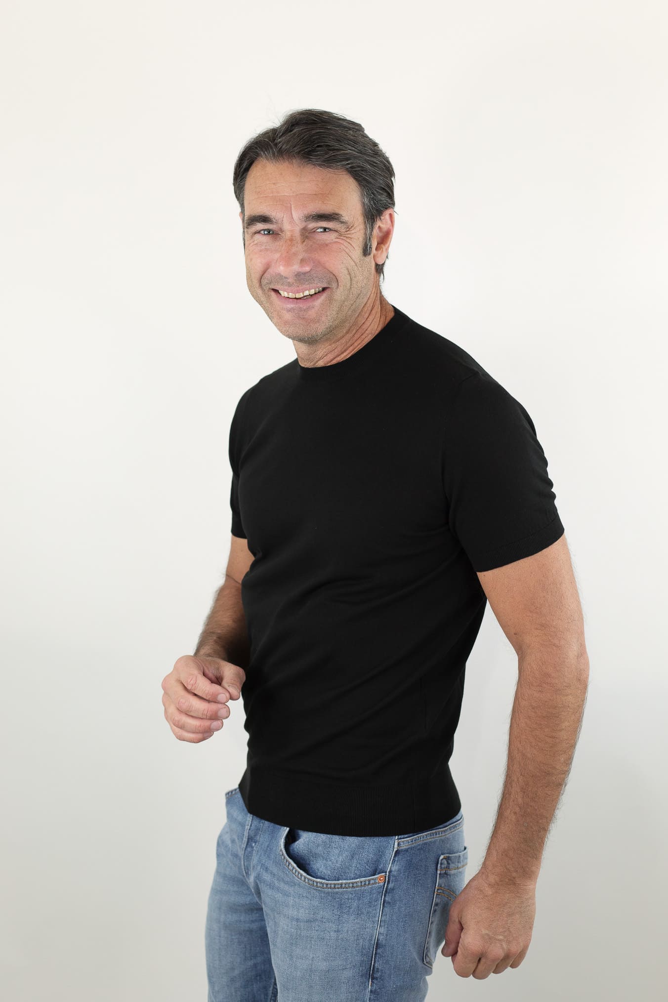 GUARINO Girocollo Maniche Corte Cotone Nero