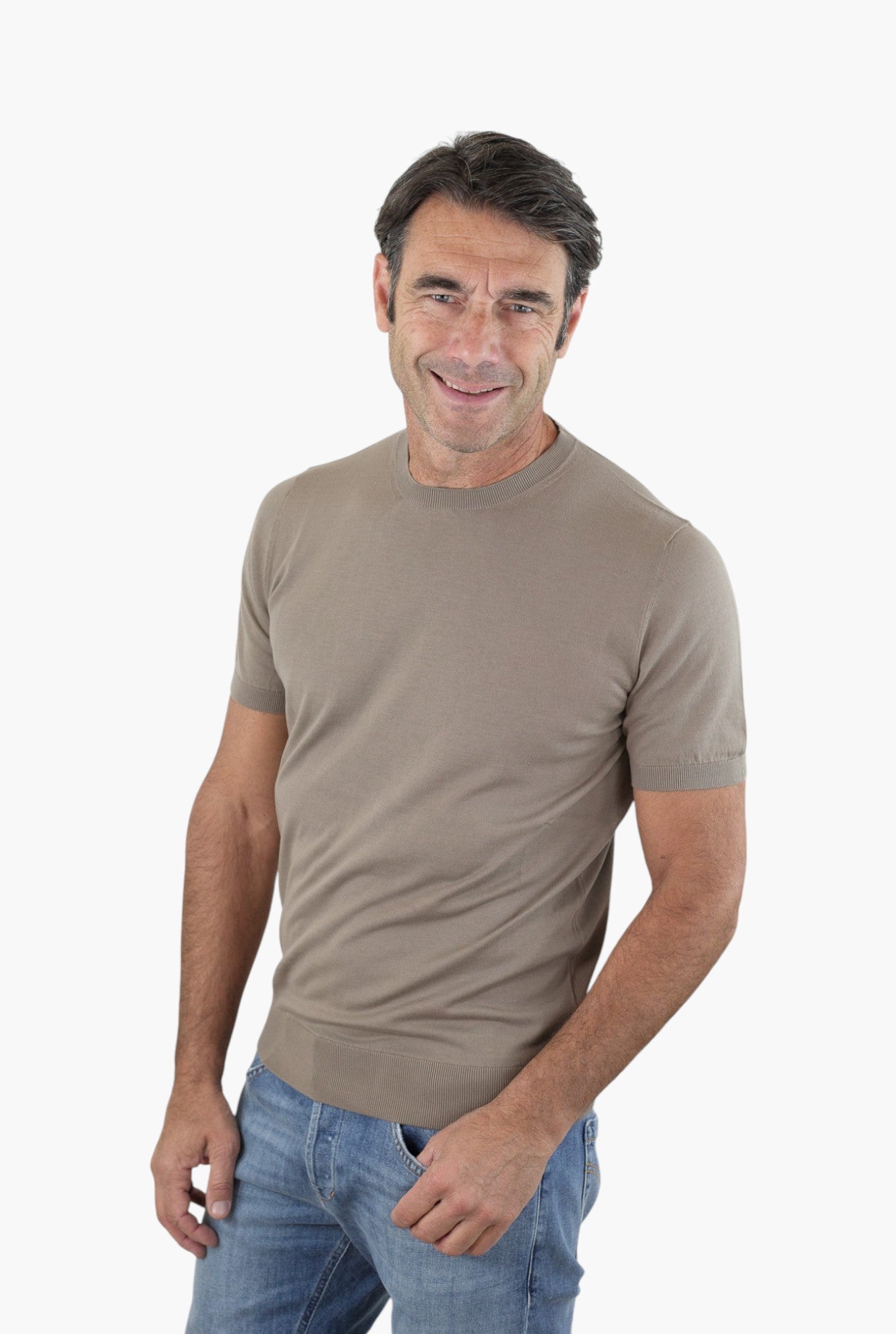 GUARINO Girocollo Maniche Corte Cotone Beige