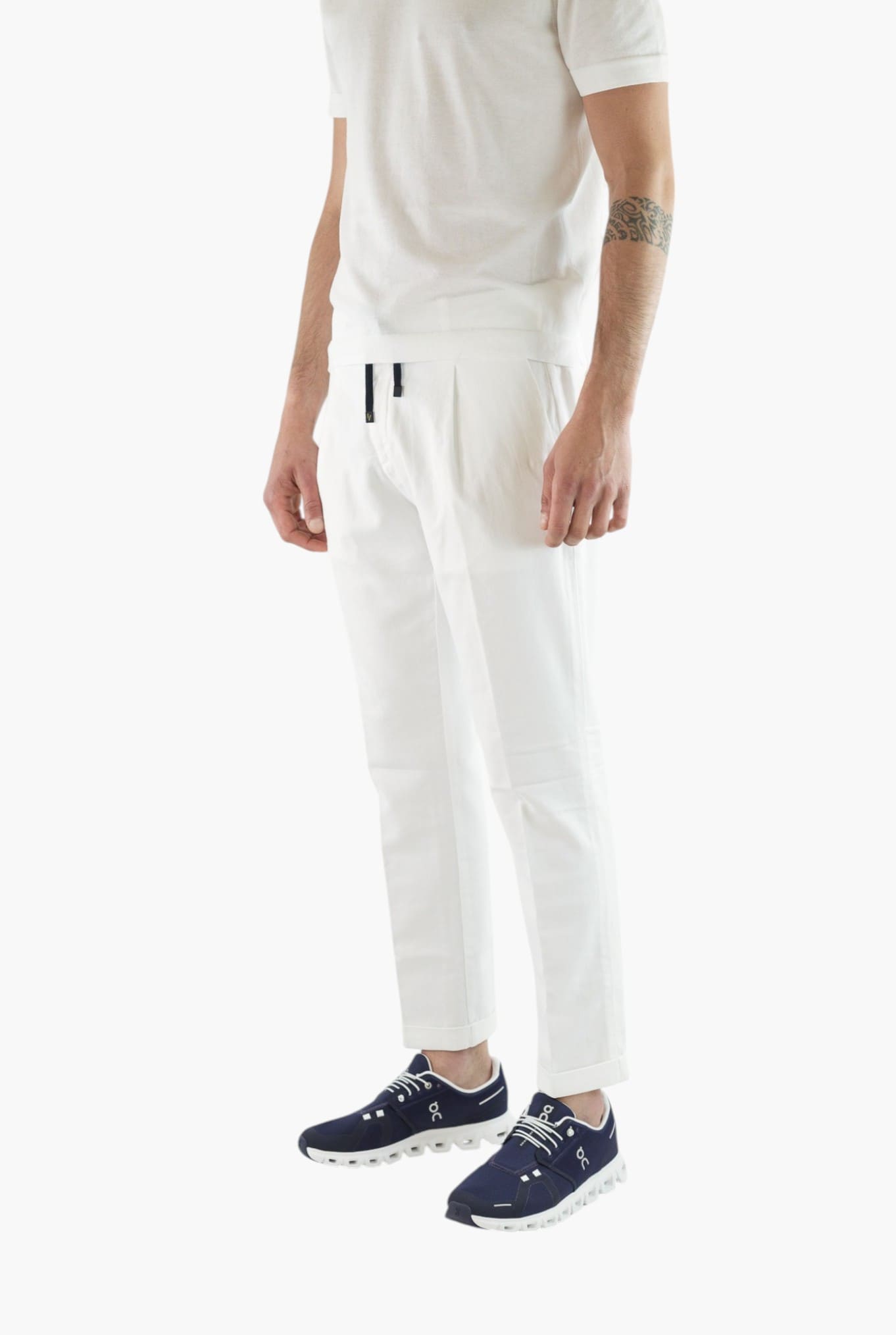 HANDPICKED Pantaloni Coulisse Cotone Bianco