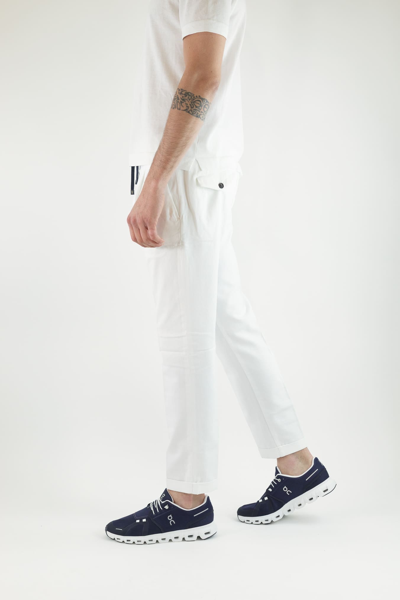 HANDPICKED Pantaloni Coulisse Cotone Bianco