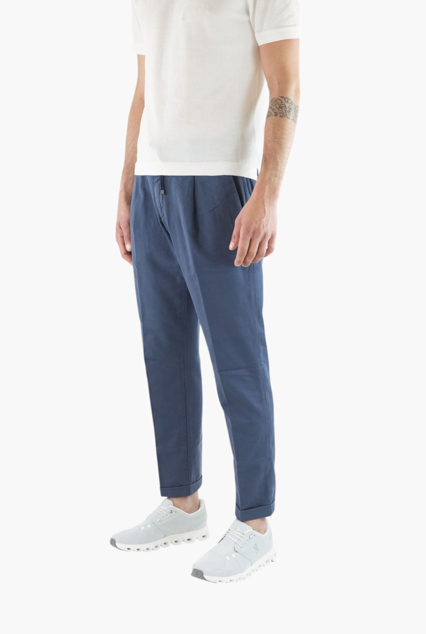 HANDPICKED Pantaloni Coulisse Cotone Blu Chiaro