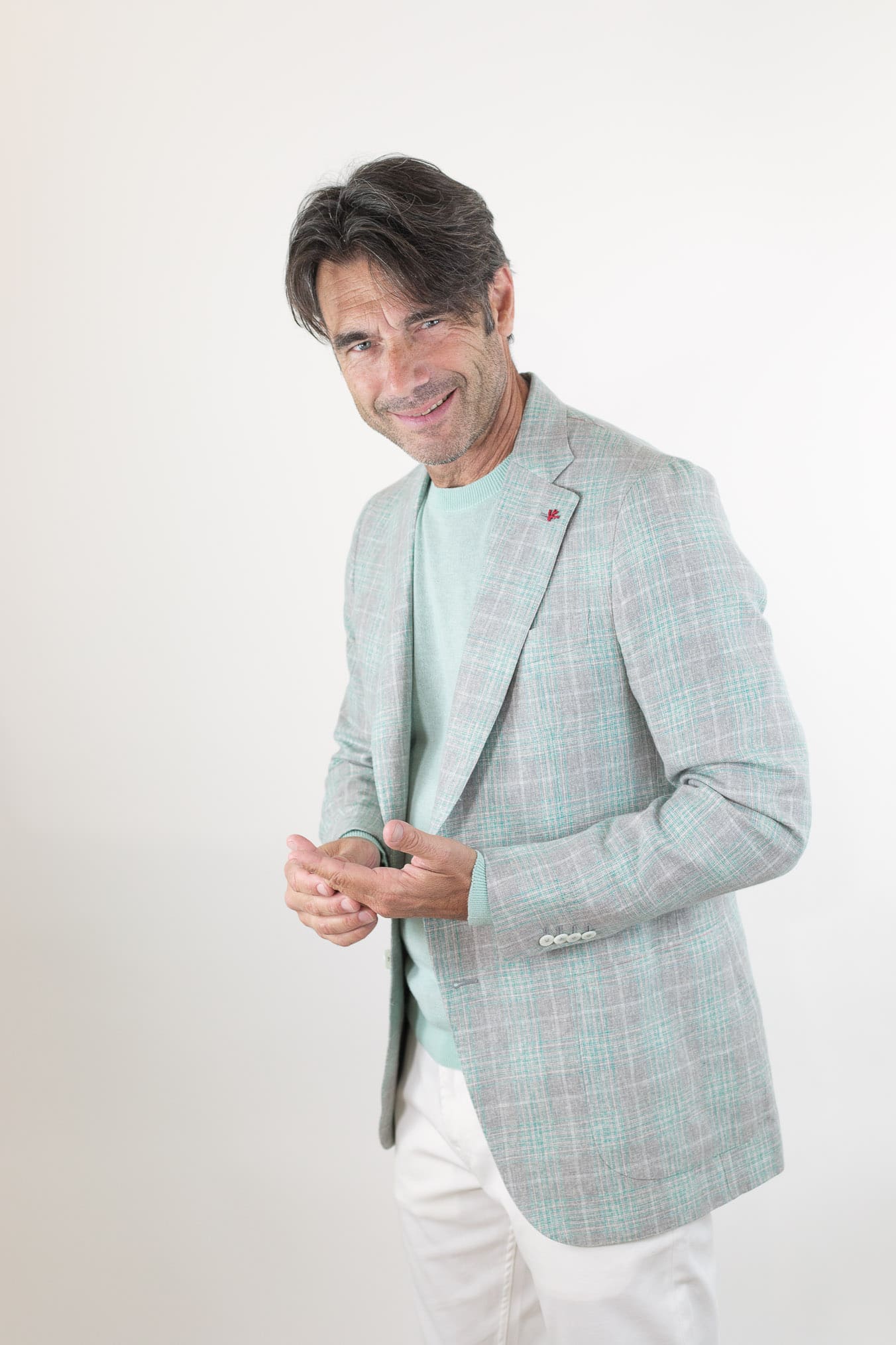 Giacca Principe di Galles Verde Isaia - Guarino Store