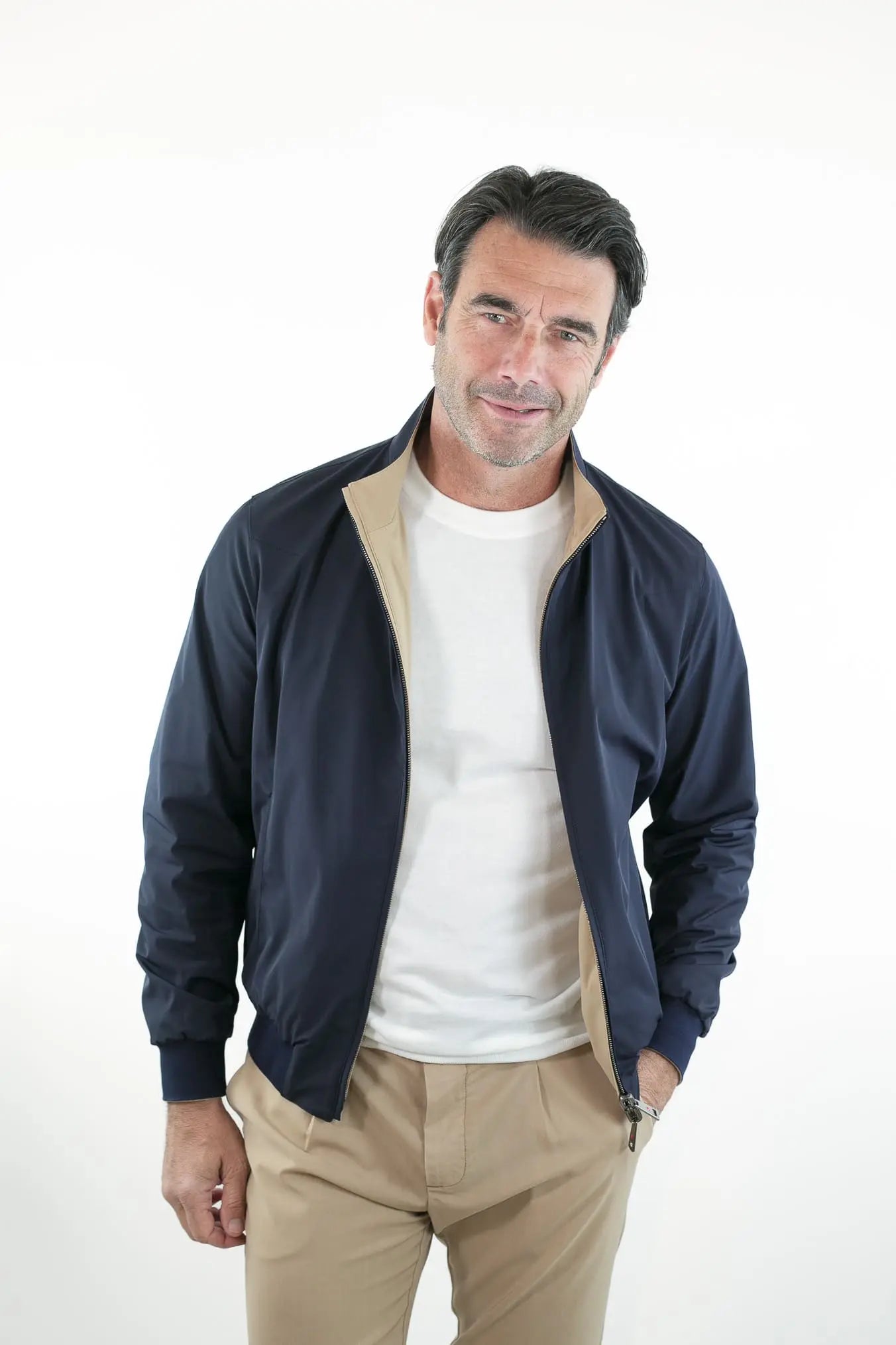 Giubbino Reversibile Bicolore Blu e Beige - Guarino Store