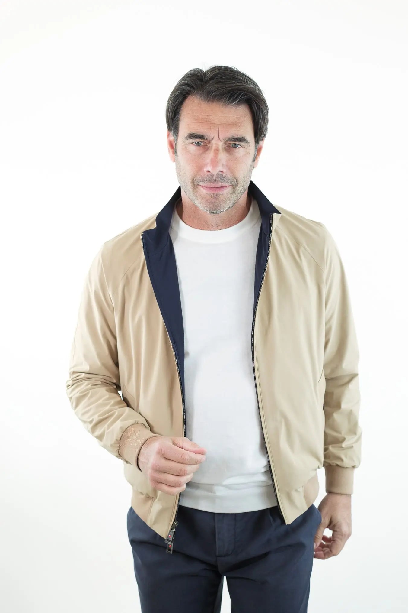 Giubbino Reversibile Bicolore Blu e Beige - Guarino Store