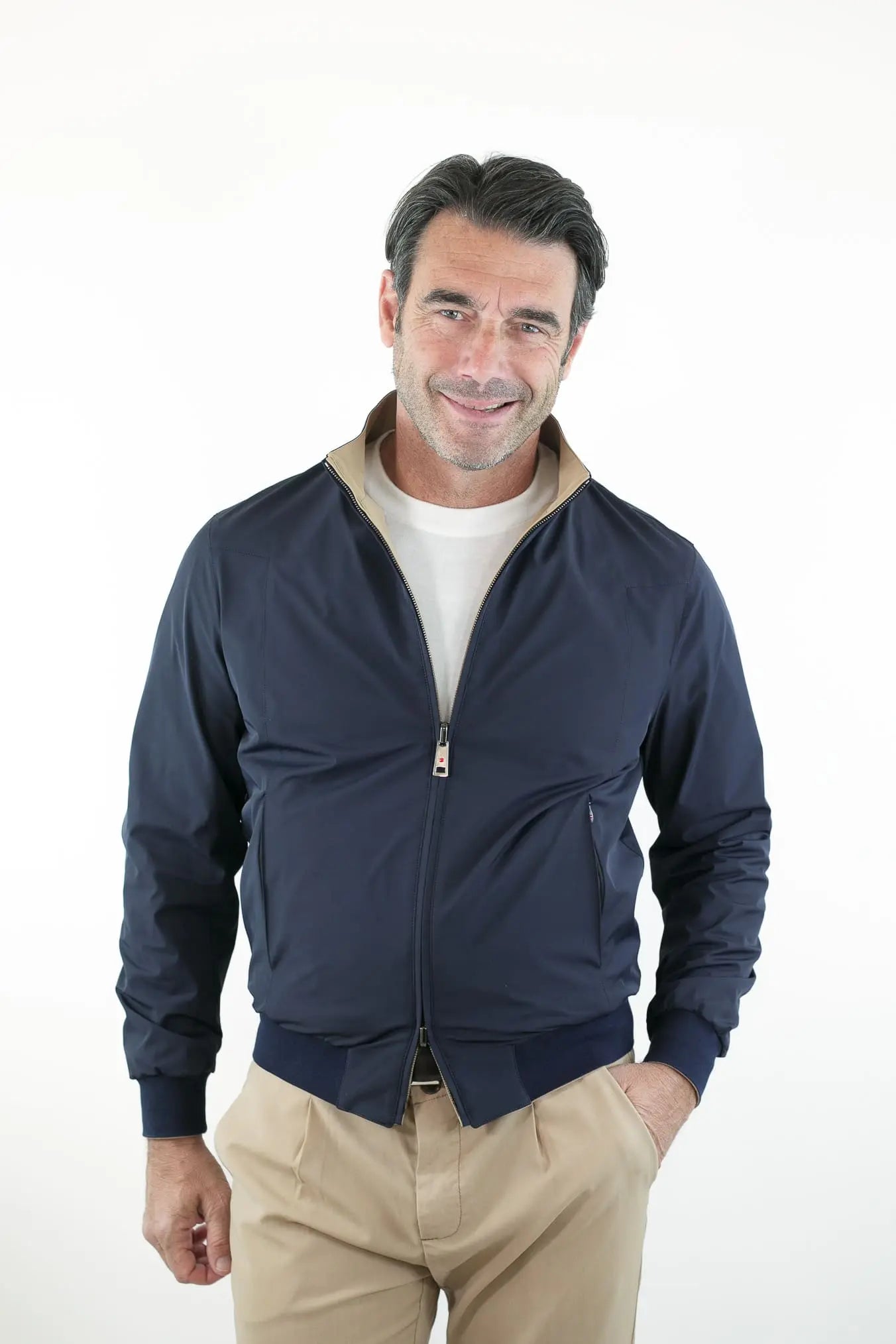 Giubbino Reversibile Bicolore Blu e Beige - Guarino Store