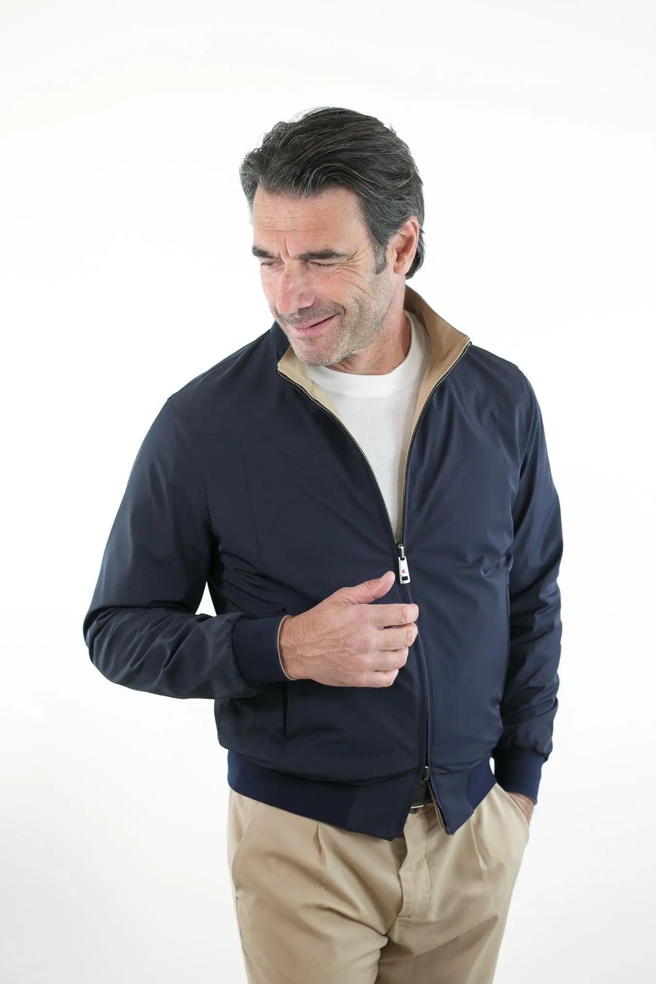 Giubbino Reversibile Bicolore Blu e Beige - Guarino Store