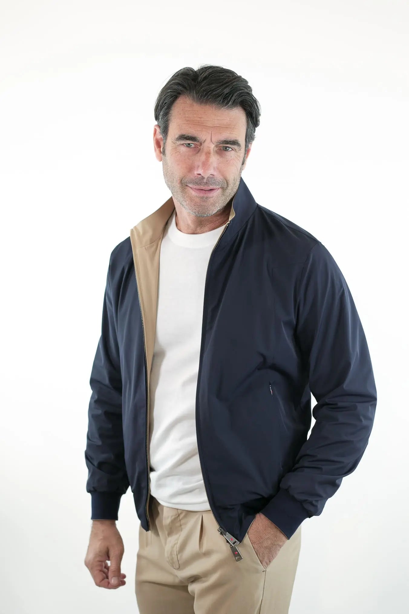 Giubbino Reversibile Bicolore Blu e Beige - Guarino Store