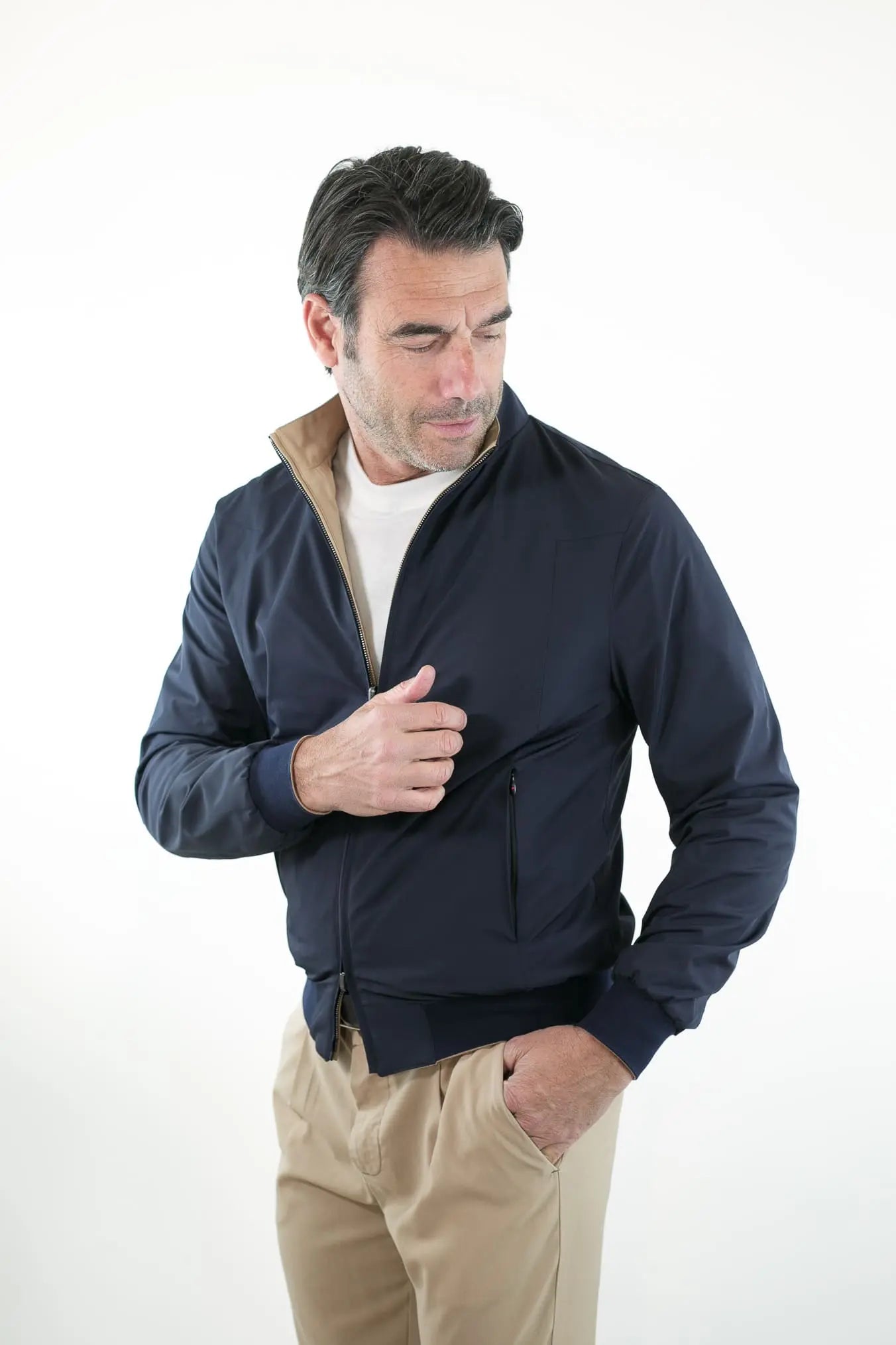 Giubbino Reversibile Bicolore Blu e Beige - Guarino Store