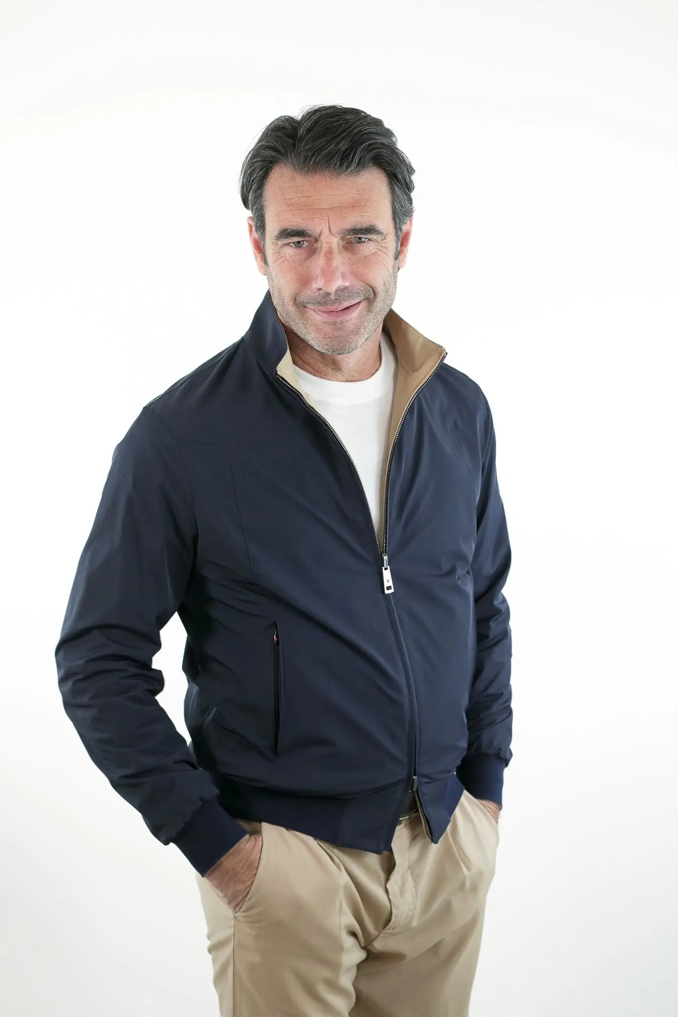 Giubbino Reversibile Bicolore Blu e Beige - Guarino Store