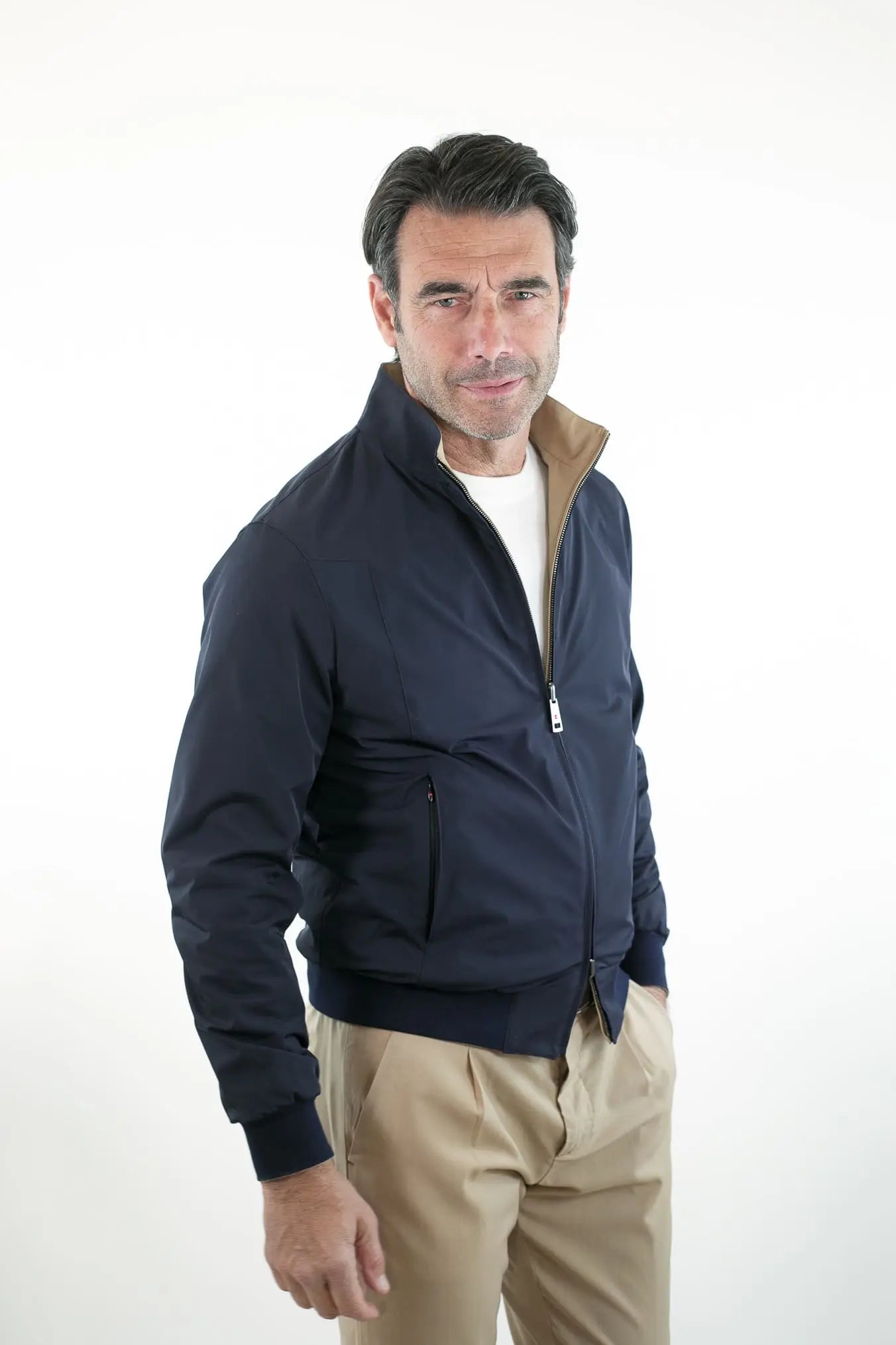 Giubbino Reversibile Bicolore Blu e Beige - Guarino Store