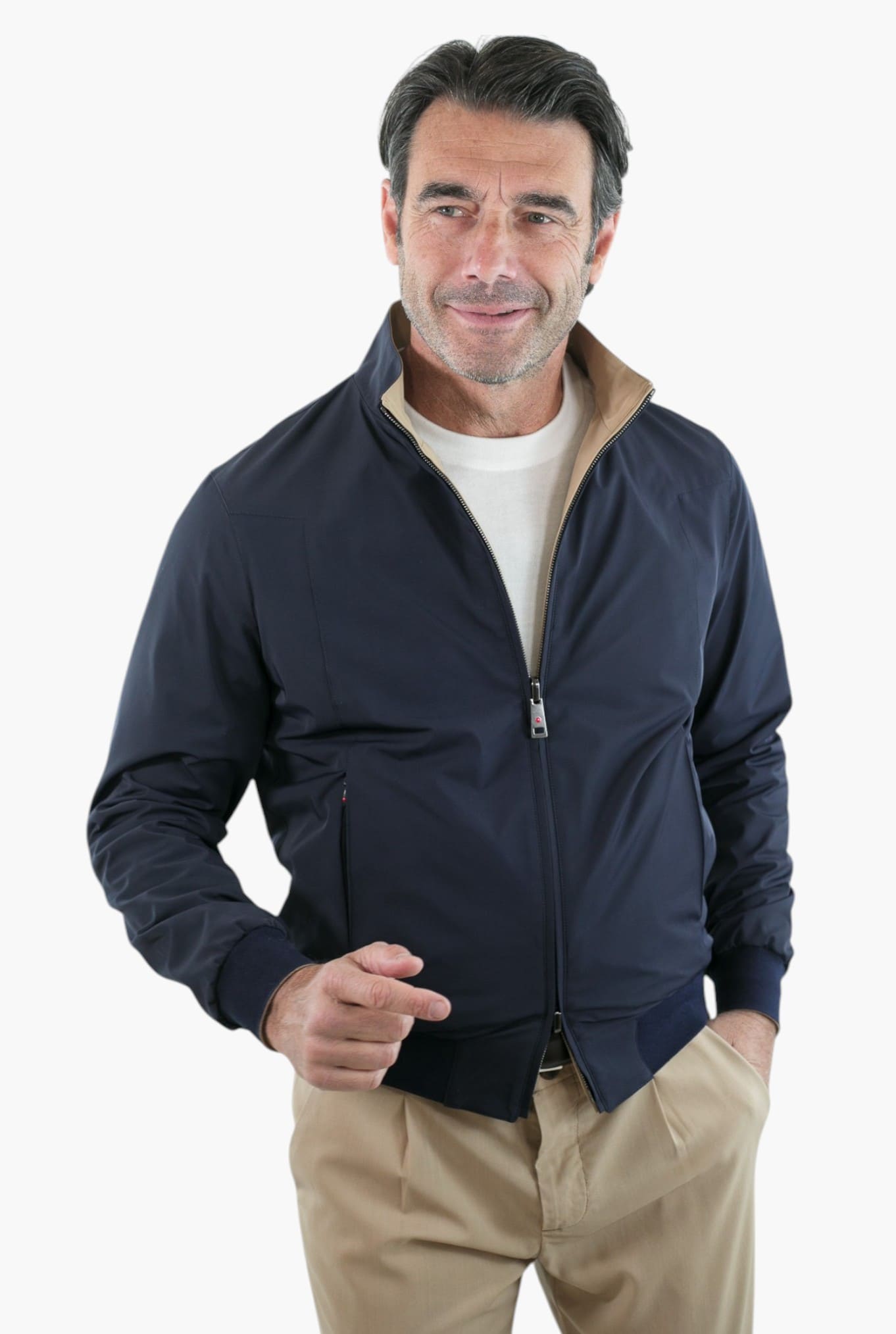 Giubbino Reversibile Bicolore Blu e Beige - Guarino Store